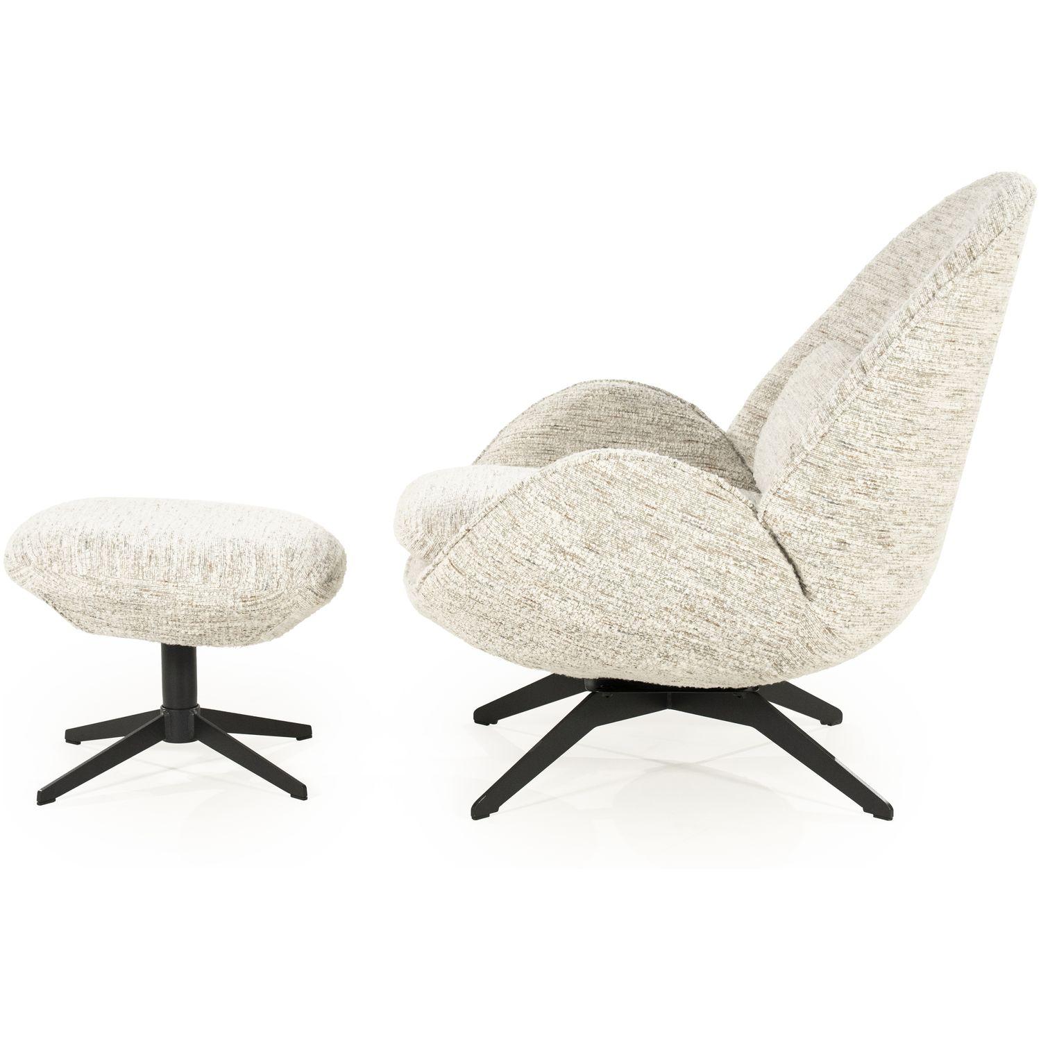 Relaxsessel drehbar mit Hocker Zora Stoff beige