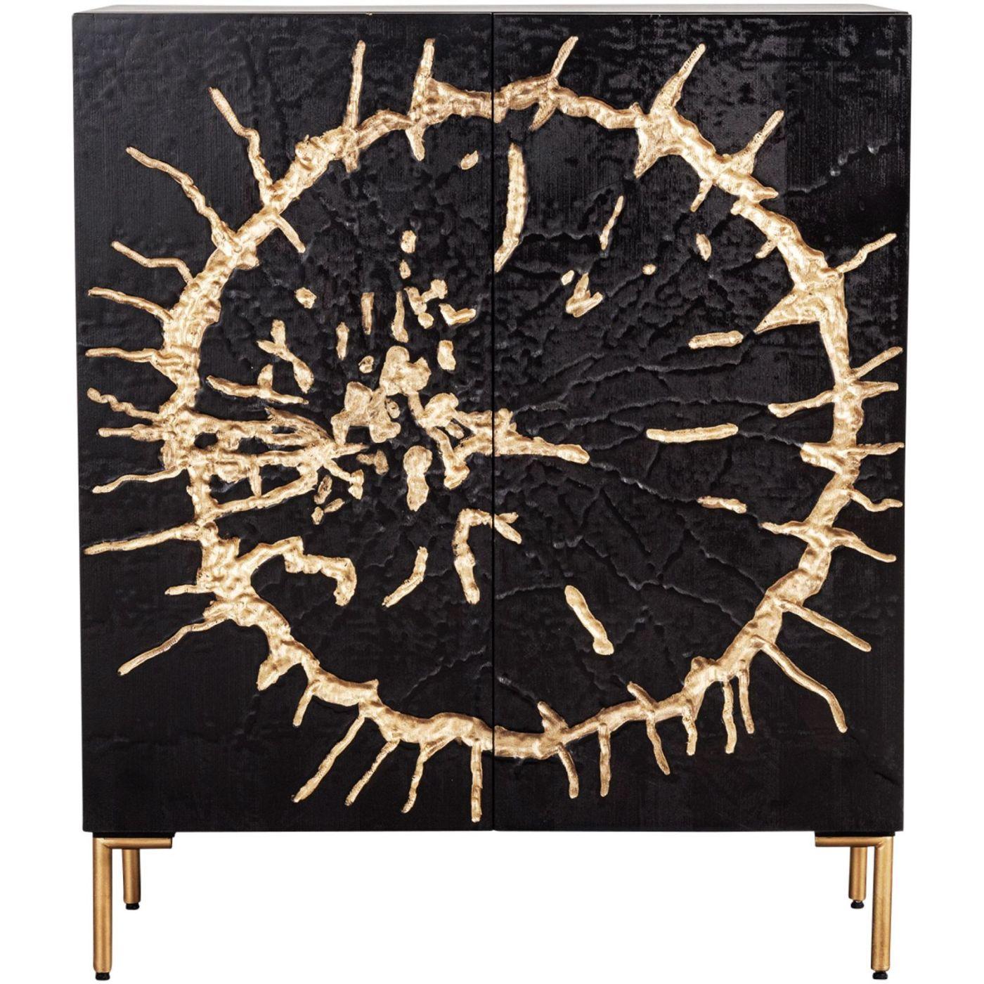 Highboard Hochkommode Sun Explore Mangoholz schwarz gold 100x120