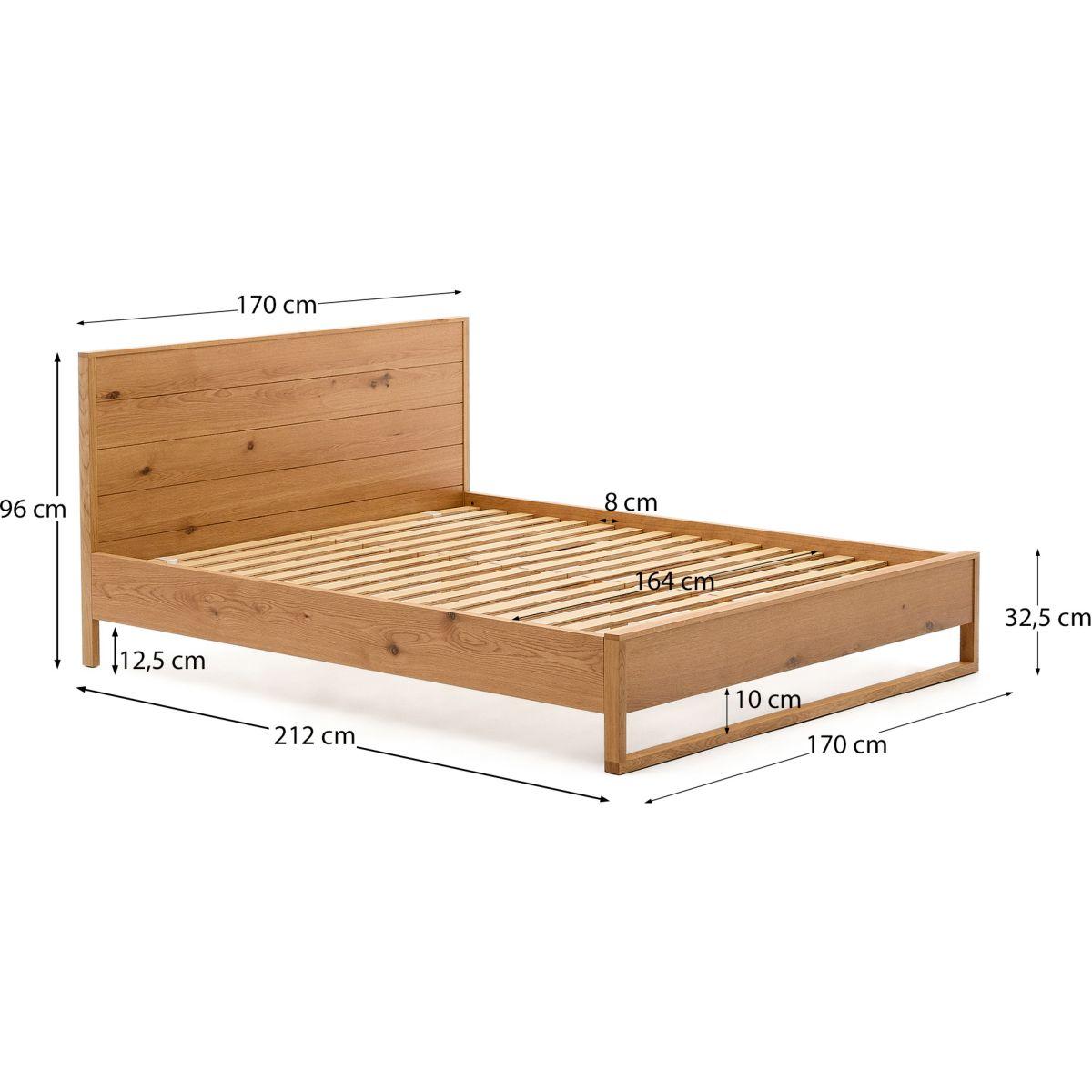 Holzbett mit Kopfteil Alguema Eichenholzfurnier Natur - Grösse: 160x200