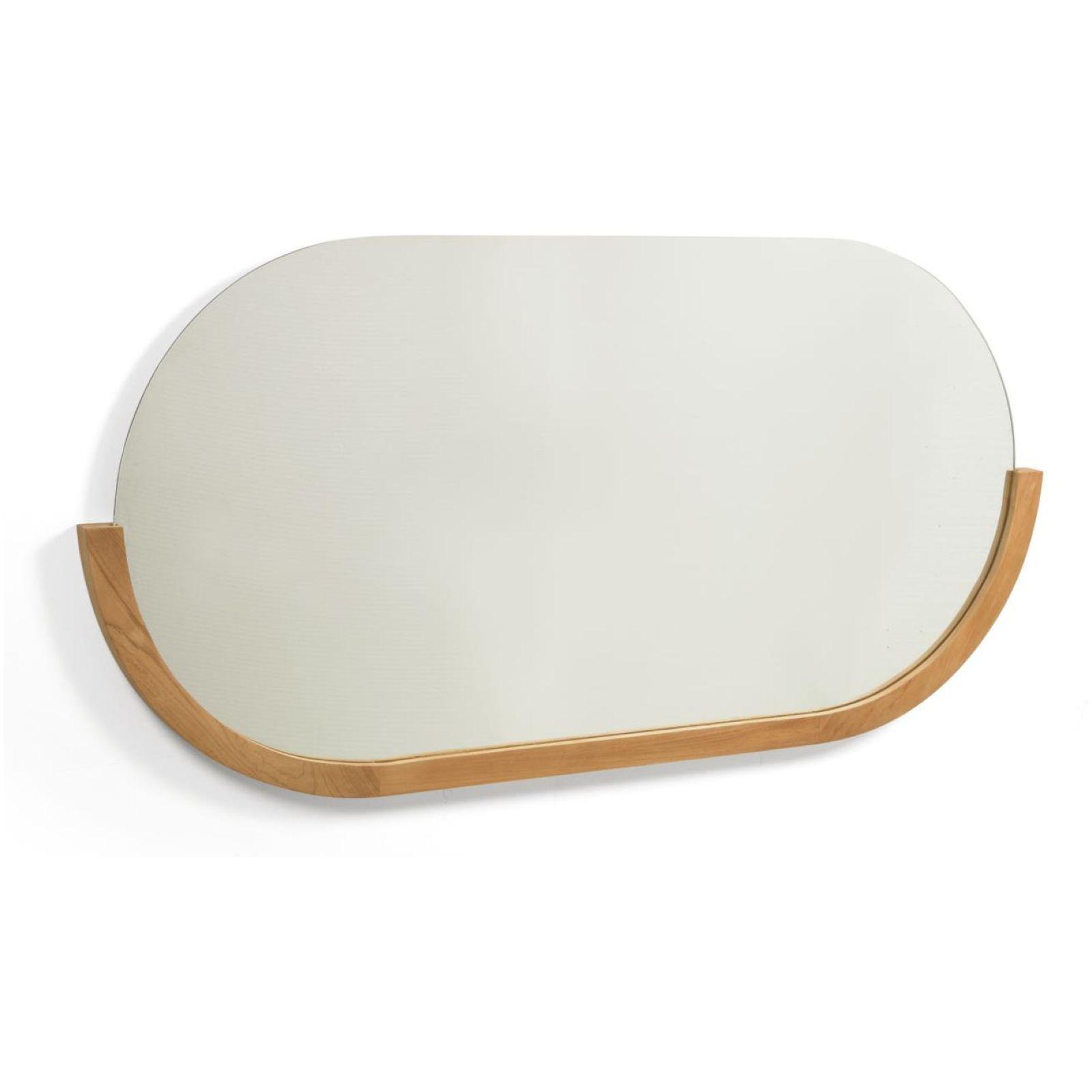 Wandspiegel oval Rokia aus massivem Teakholz 90x55