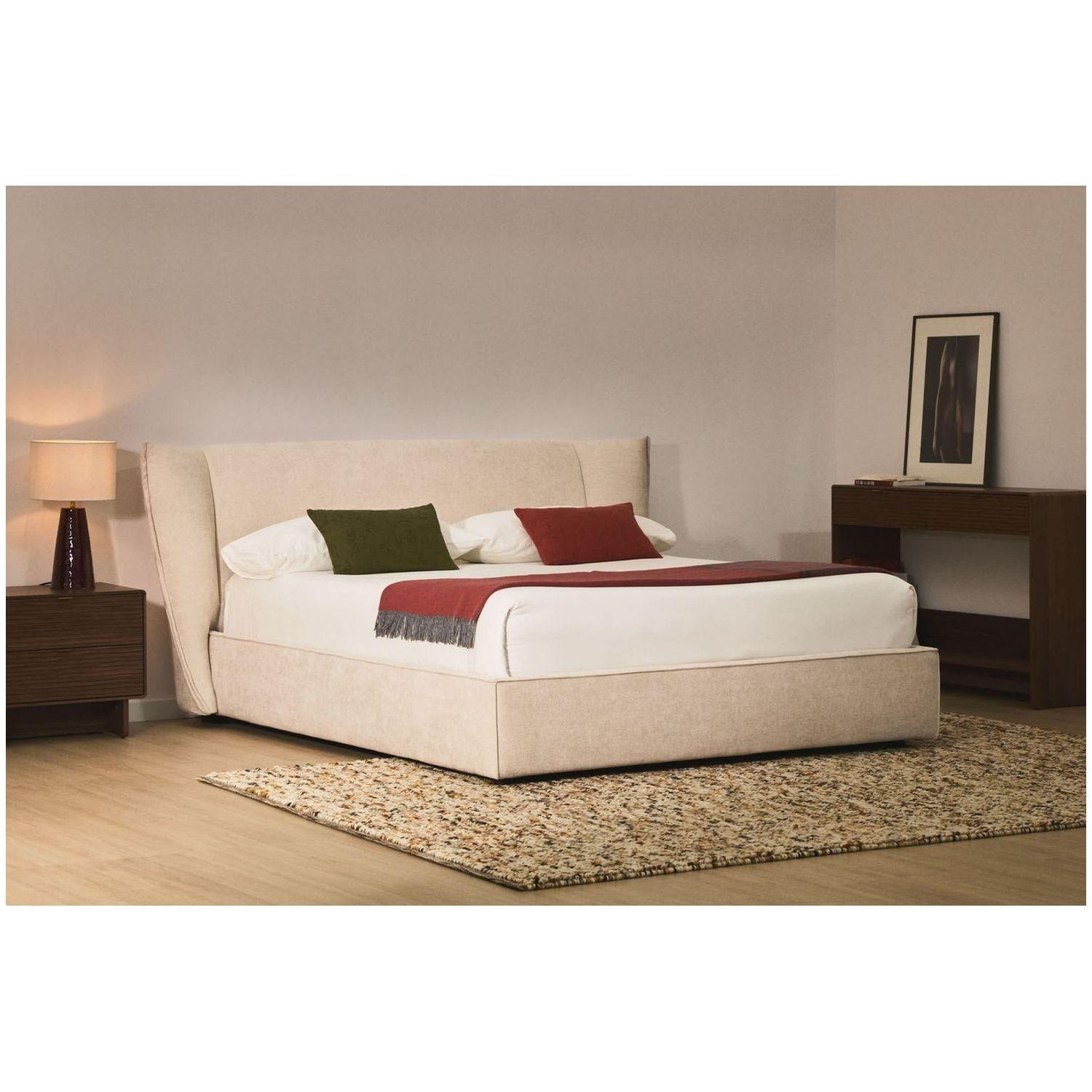 Abziehbares Polsterbett Arvian Chenille Stoff beige mit Klappbettkasten - Grösse: 160x200