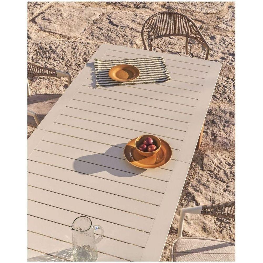Gartentisch ausziehbar Livorno Aluminium ecru Holzoptik 233-350x100