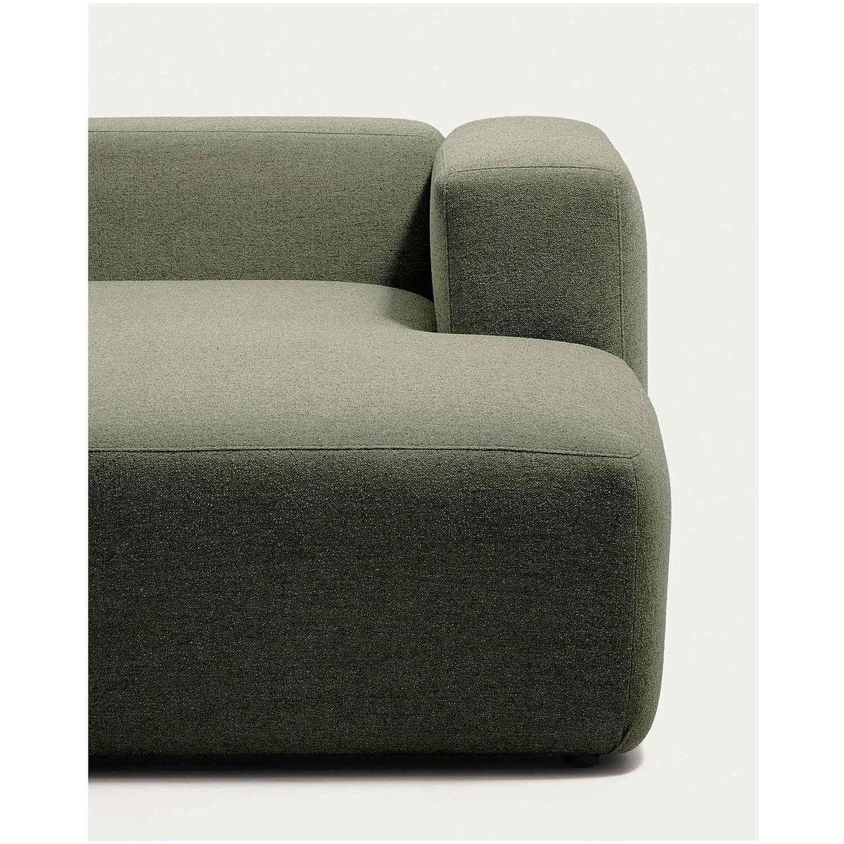 2-Sitzer-Sofa Blok mit Chaiselongue rechts in moosgrüner Chenille 240 cm FSC Mix Credit