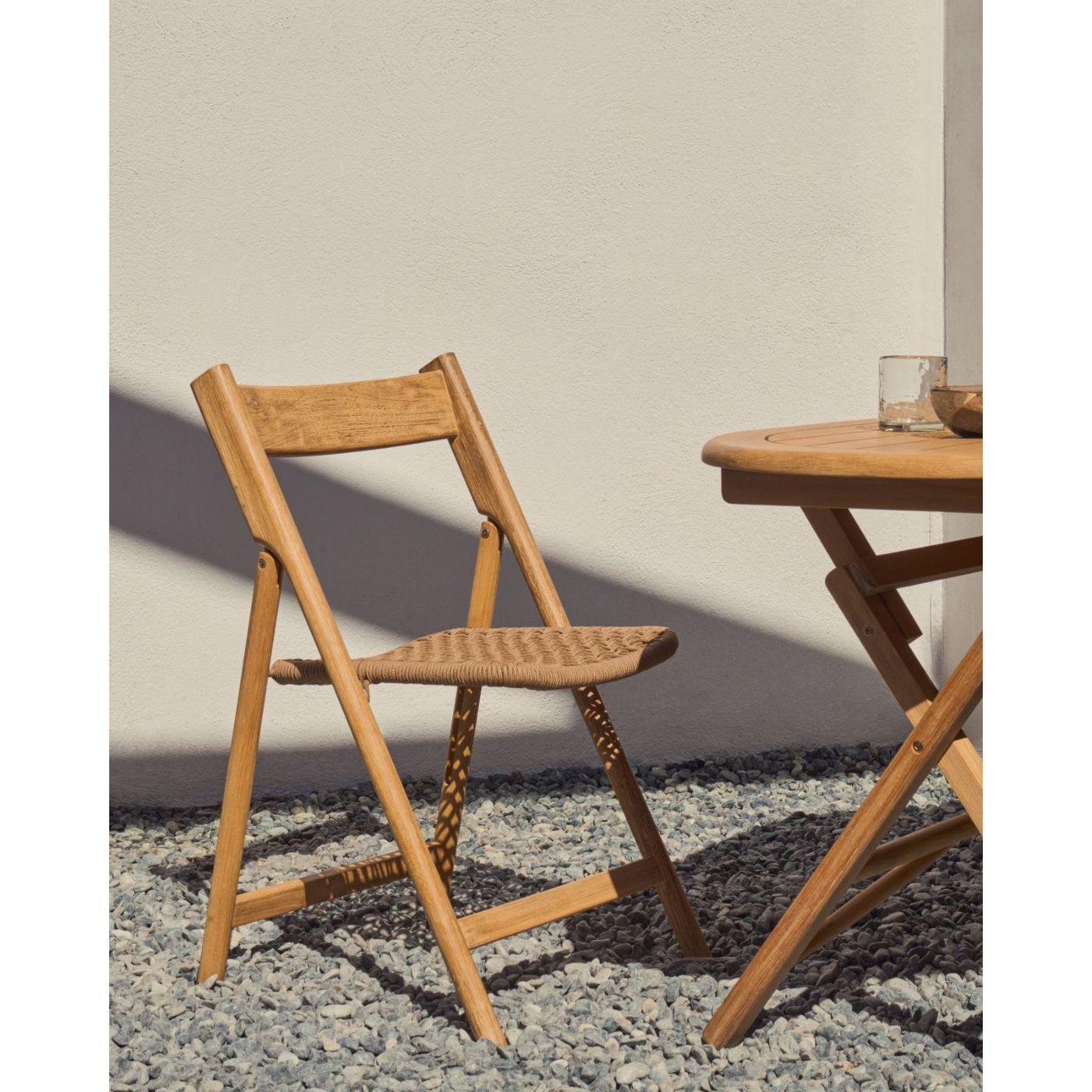 Garten Klappstuhl Dandara massives Akazienholz Seil beige 100% FSC