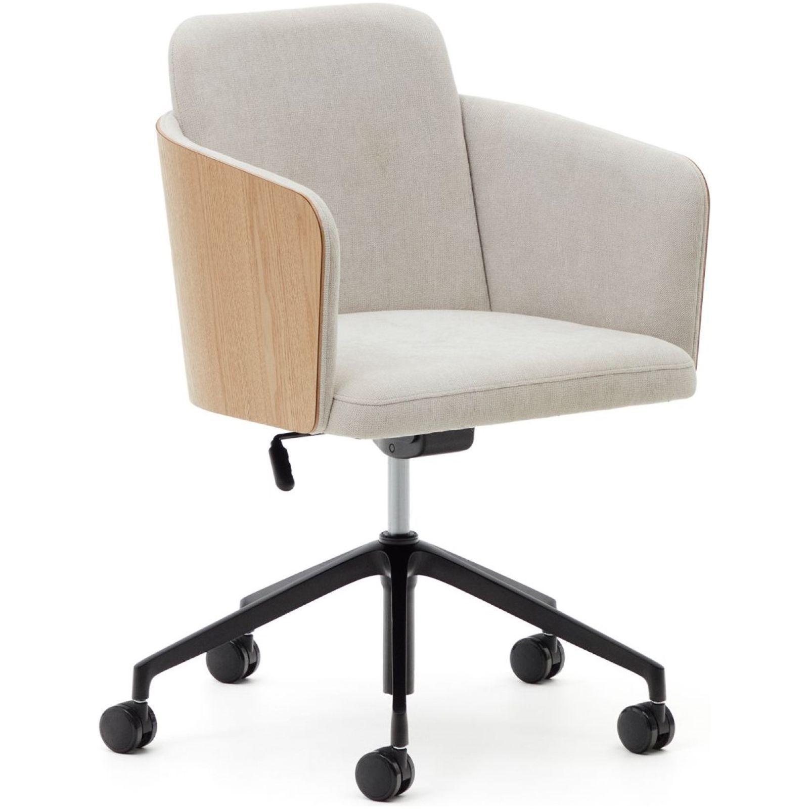 Bürodrehstuhl Madai Chenille Stoff beige Eschenfurnier natur FSC