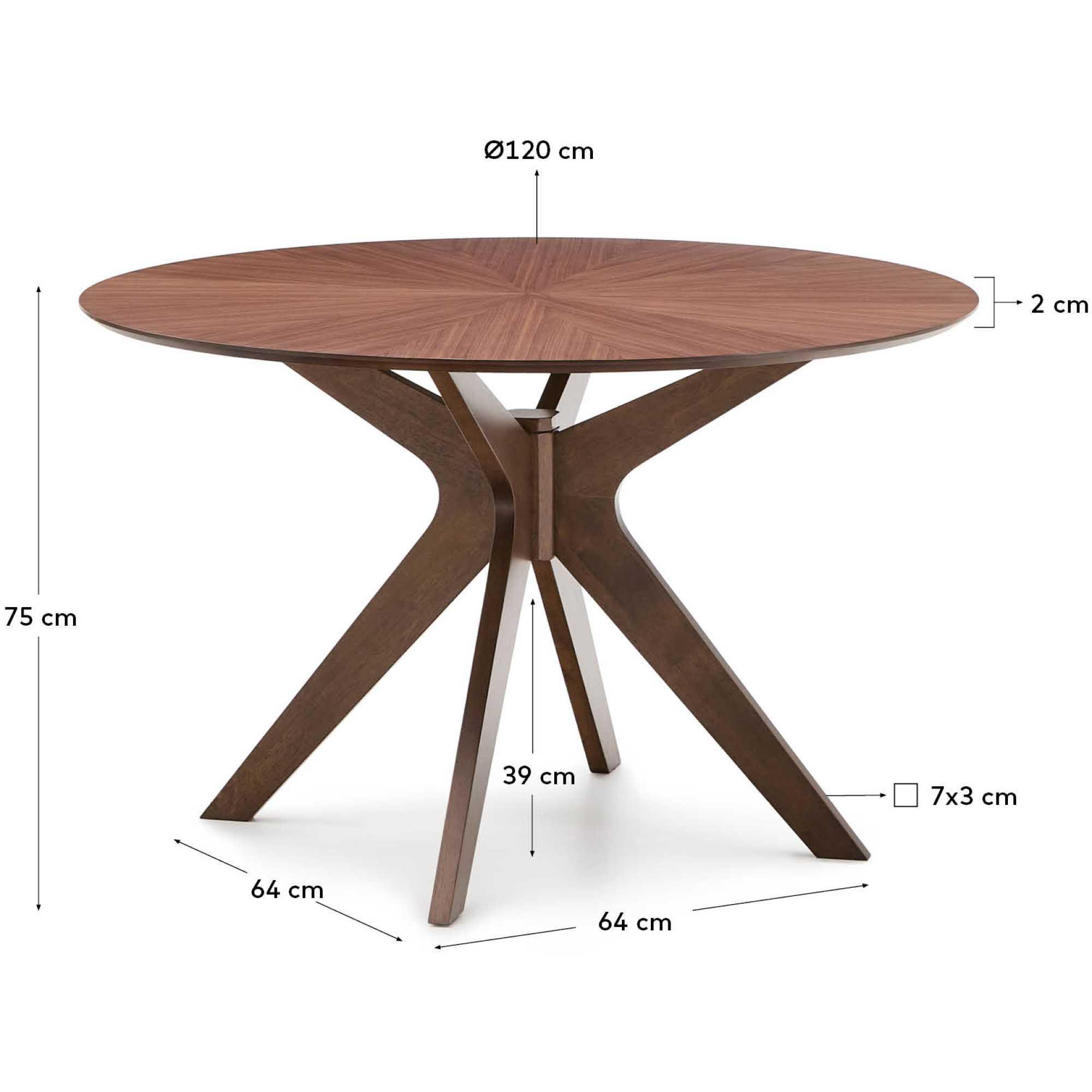 Esstisch Holztisch rund Naanim Nussholzfurnier 120x120