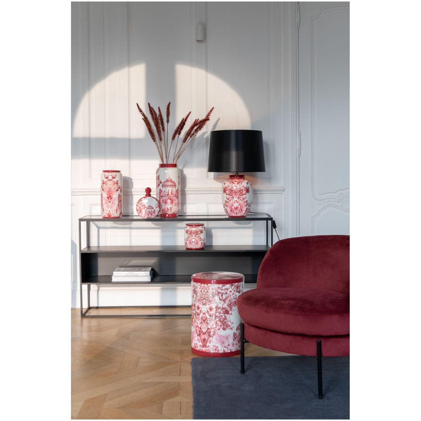 Hocker Beistelltisch rund Pop Porzellan weiss rot