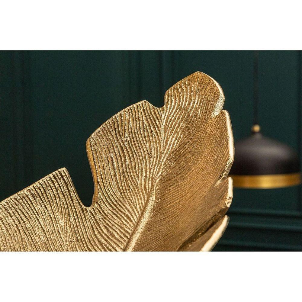 Deko Schale Leaf Blatt Design Metall gold 62x20