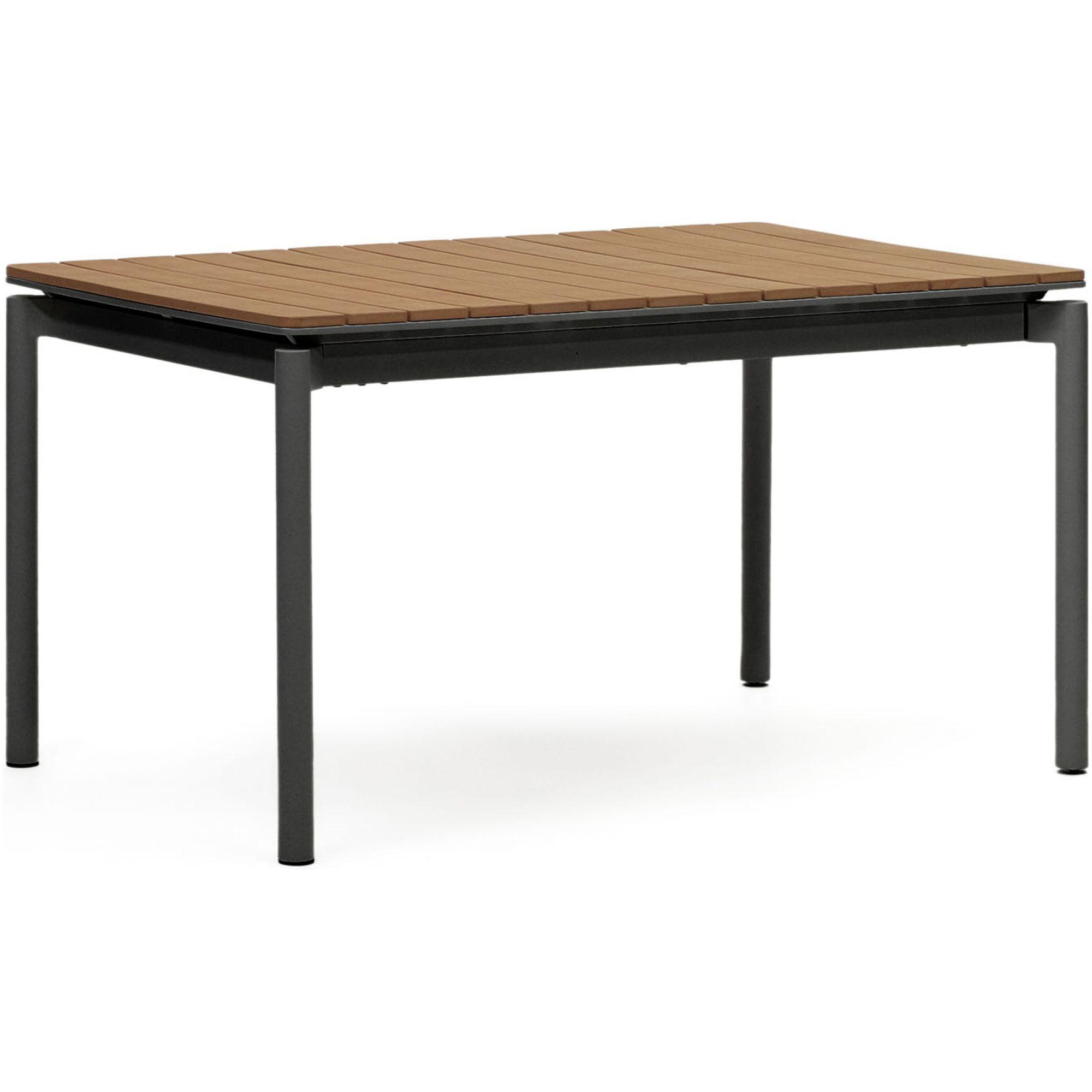 Canyelles Gartenausziehtisch aus Poly-Holz und mattschwarzem Aluminium 140-200x90