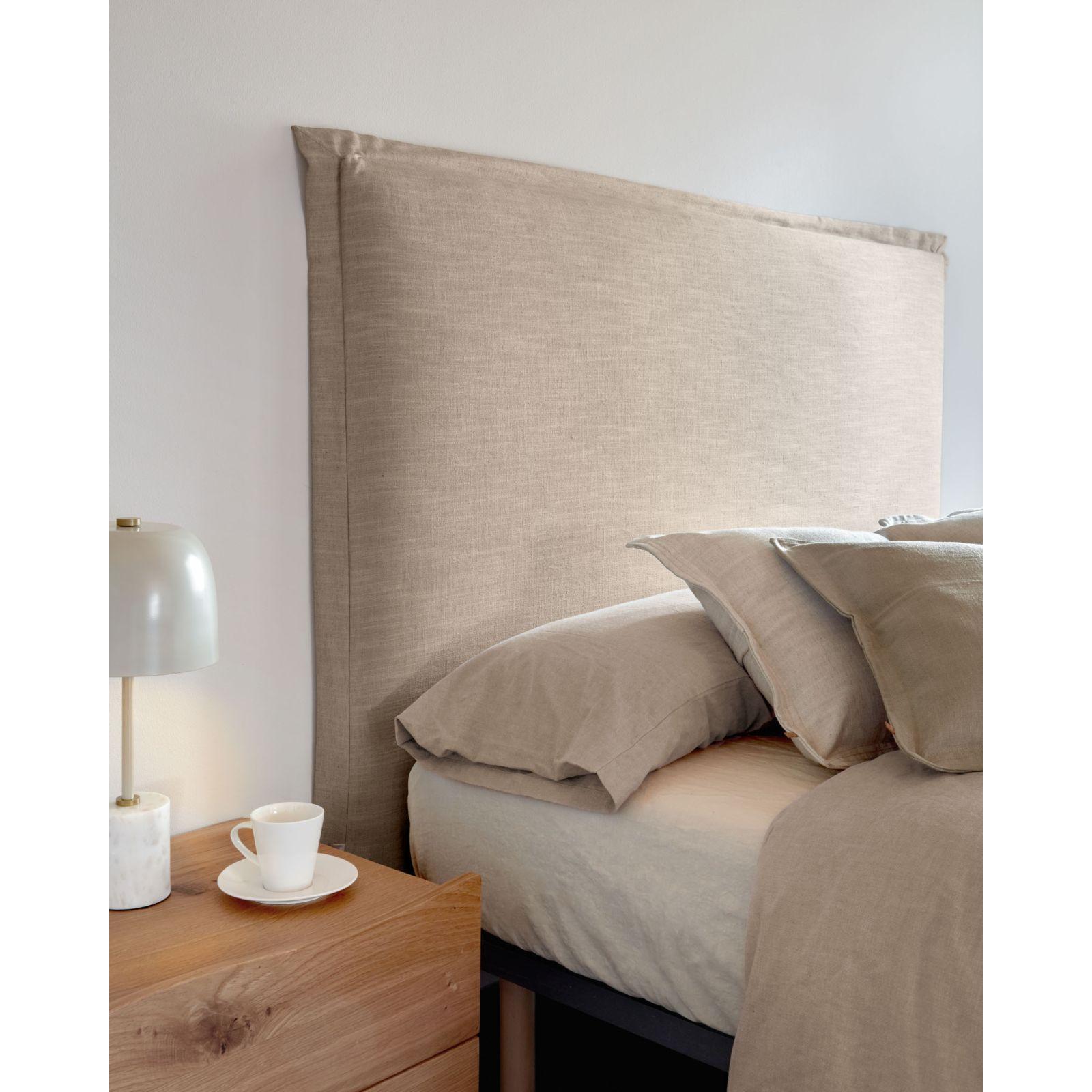 Bettkopfteil Tanit mit abnehmbarem Bezug aus Leinen beige - Ausführung: für Bett 180cm
