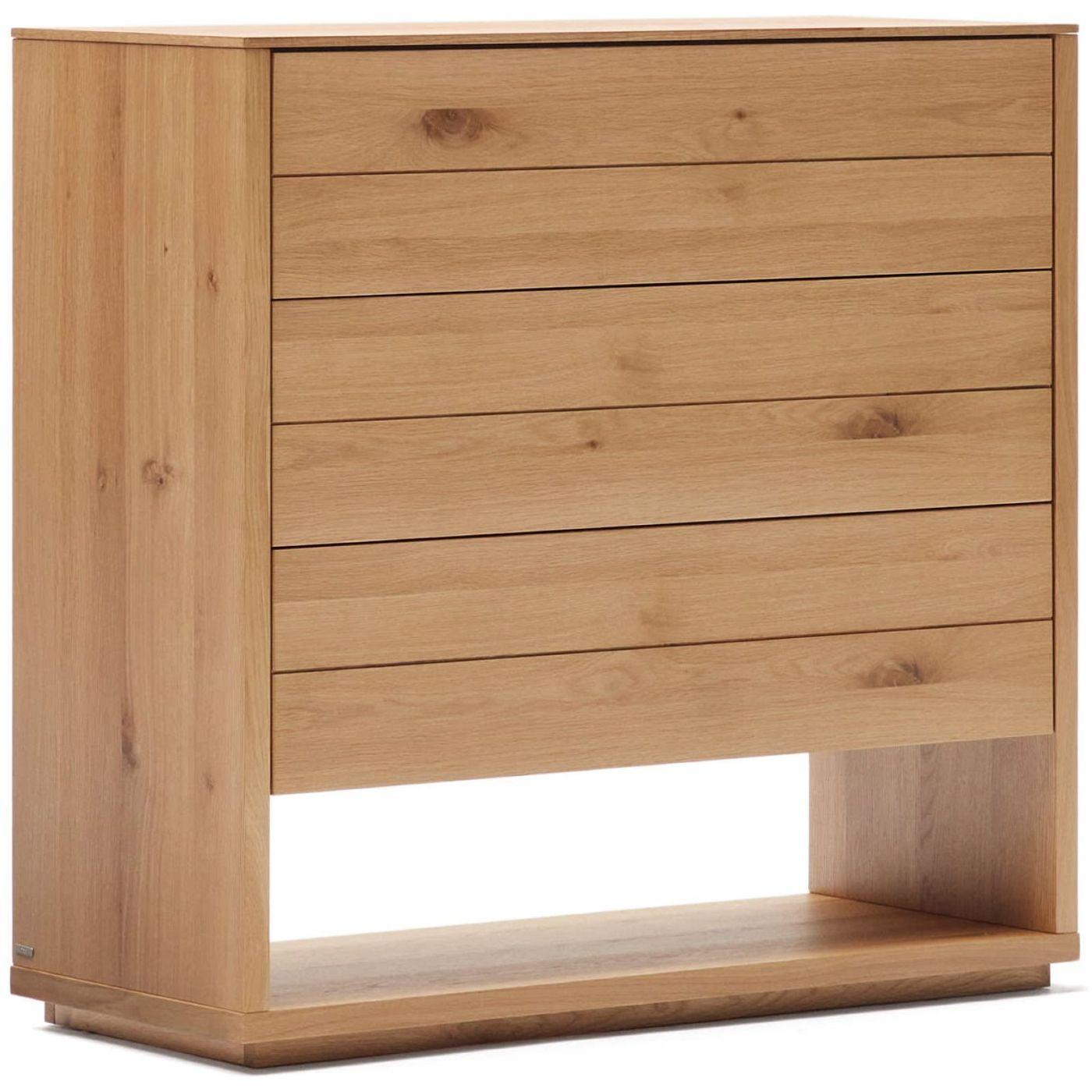 Alguema Kommode 3 Schubladen Eichenfurnier natürliches Finish 100 x 97 cm