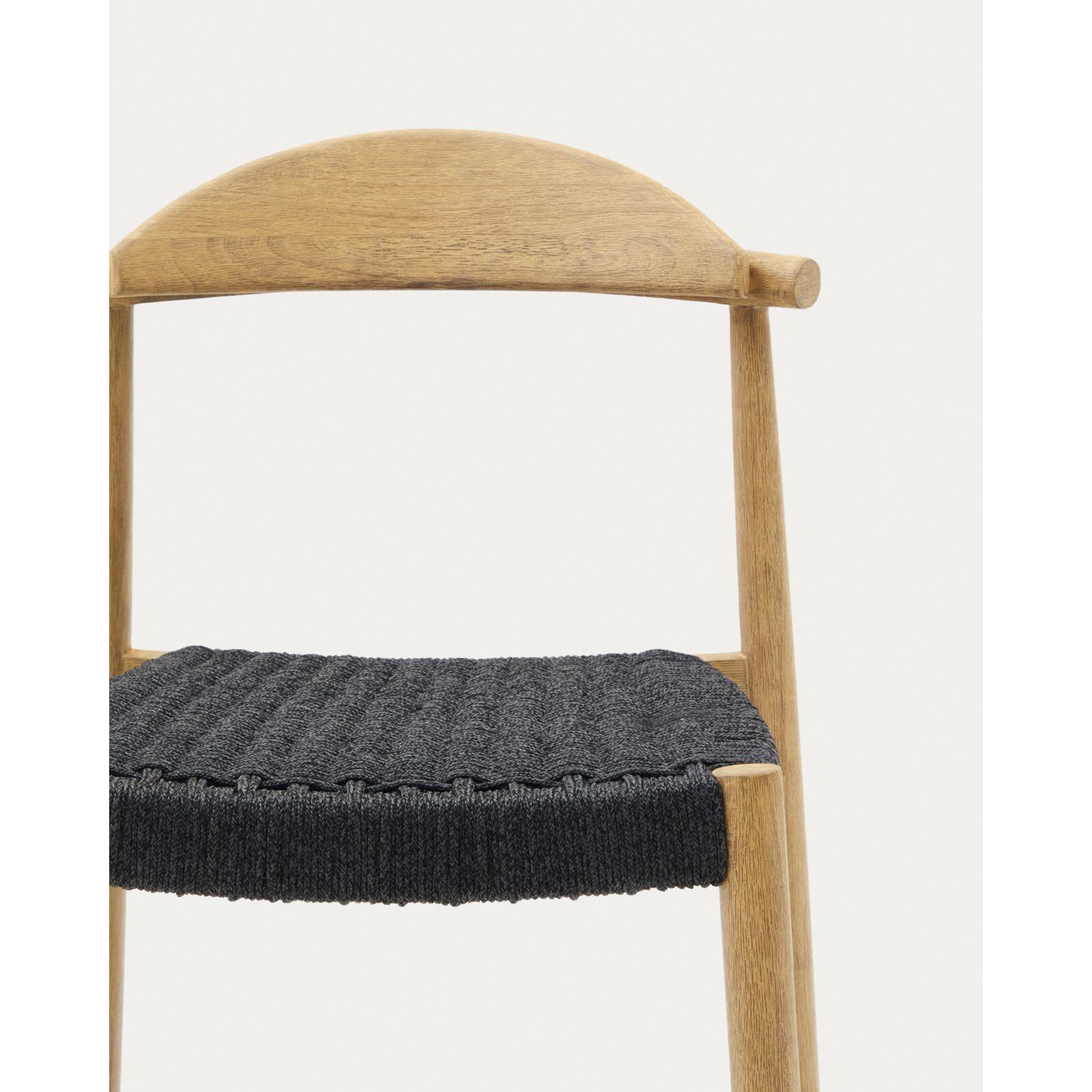 Barhocker aus Holz Nina Akazie Natur Seil schwarz Sitzhöhe 62cm