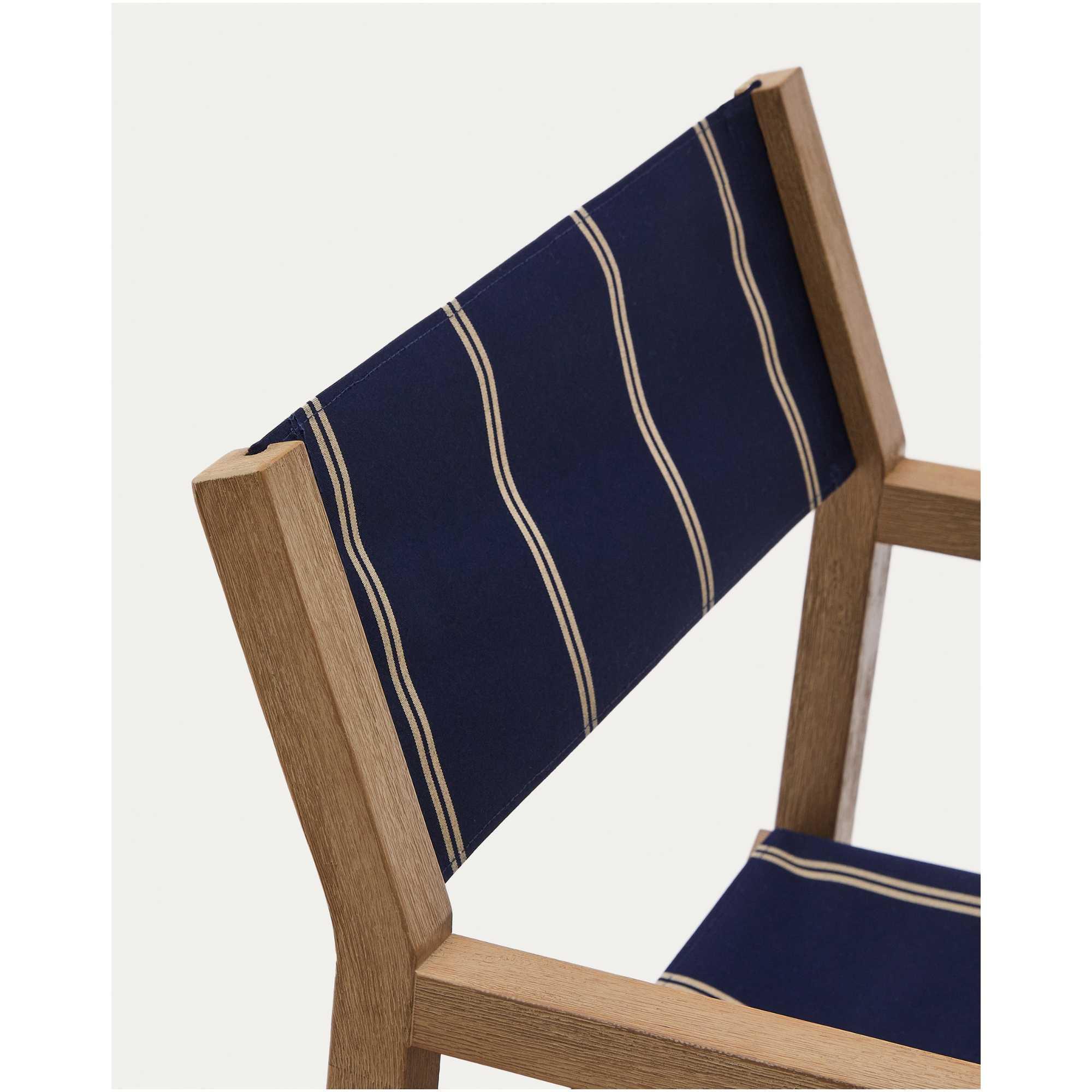 Blau-beige gestreifter Outdoor-Klappstuhl Vilara aus massivem Akazienholz, FSC 100%