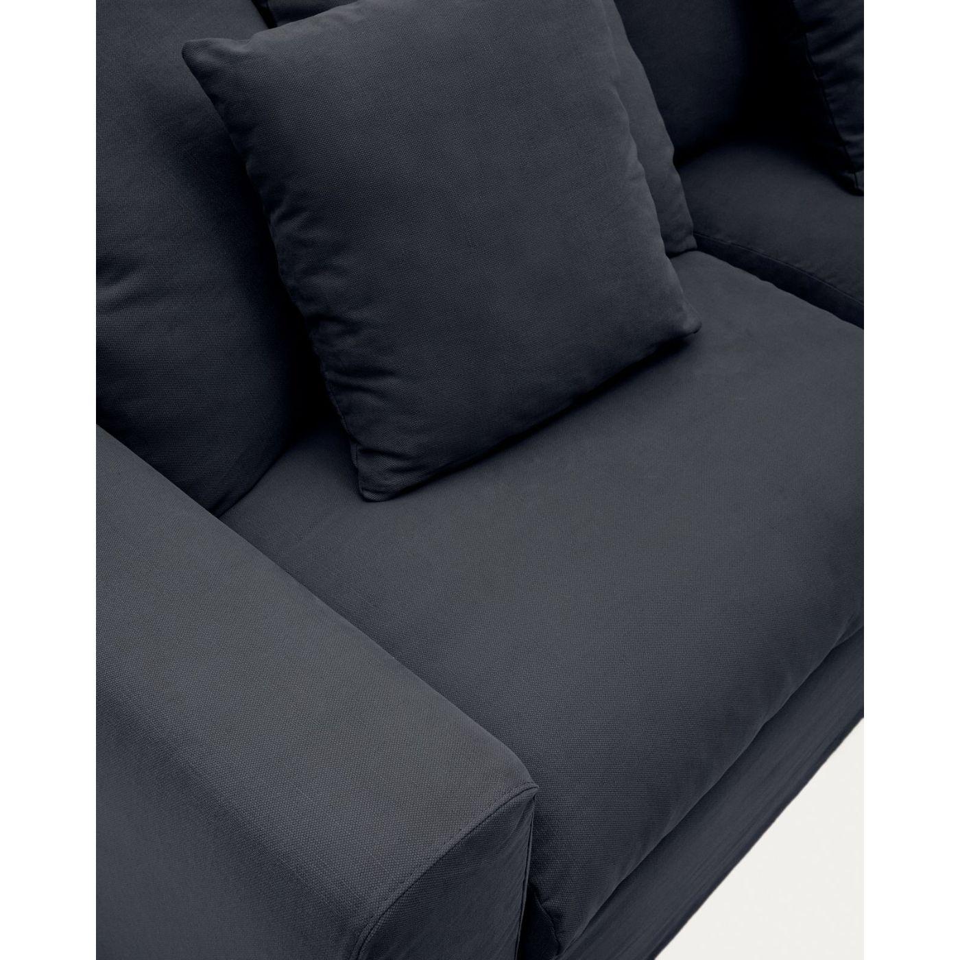 Bezug für Nora Sofa 240 aus Leinen und Baumwolle anthrazitgrau