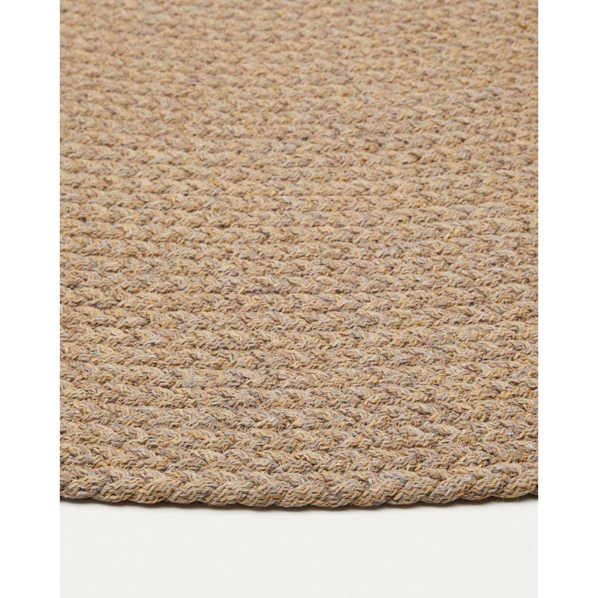 Gartenteppich rund Despas aus synthetischen Fasern beige 200x200