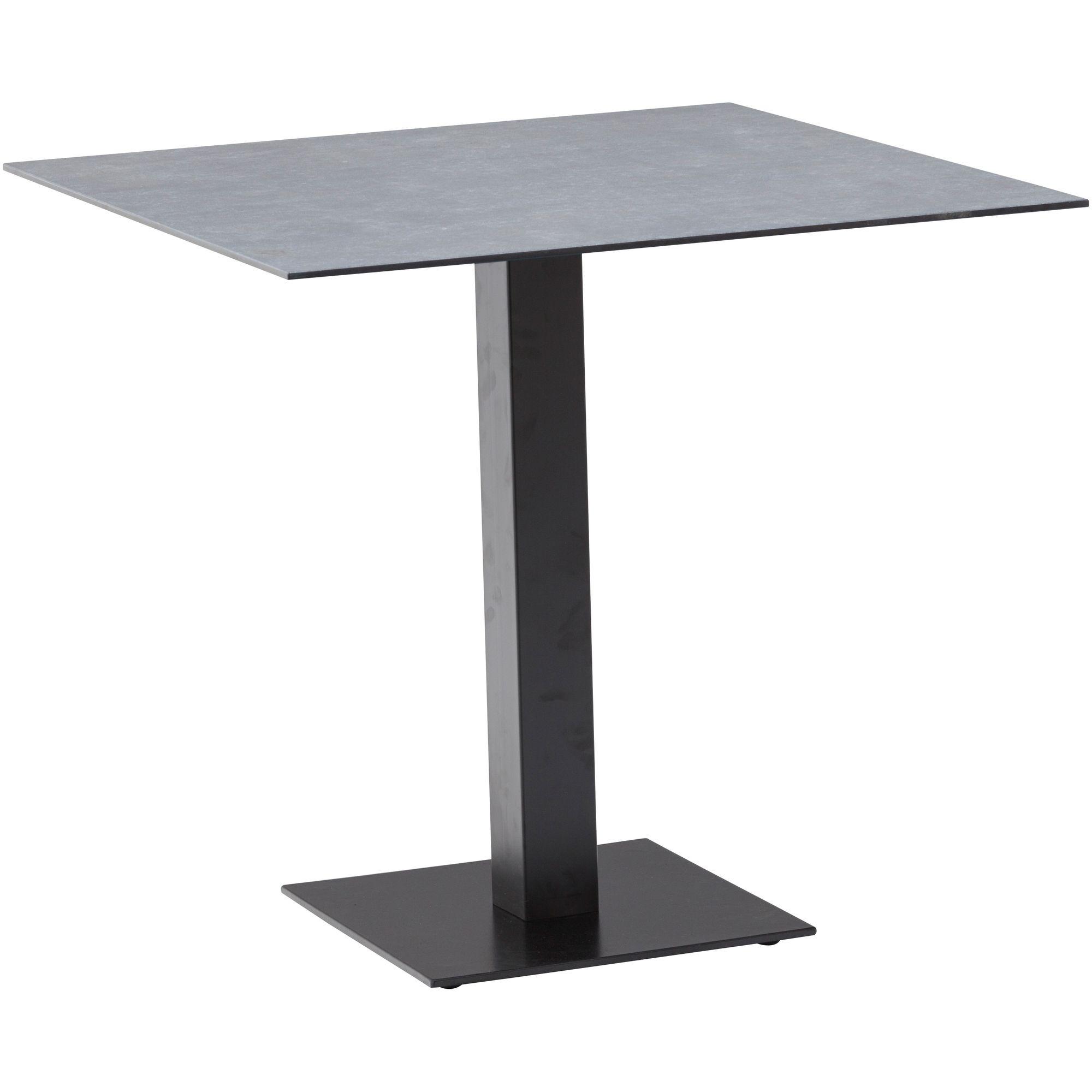 Gartentisch quadratisch Bistro 1 Metall schwarz matt Platte Keramikdekor 80x80