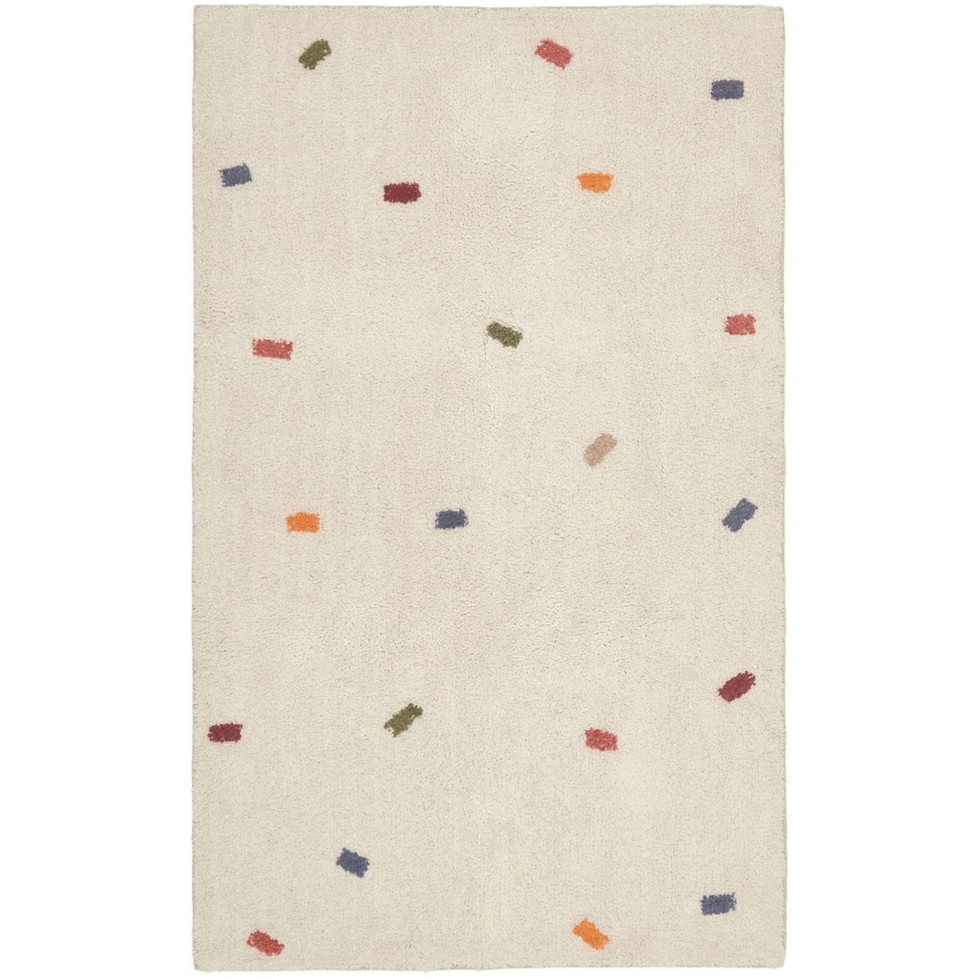 Epifania Teppich 100% Baumwolle weiss mit bunten Punkten 90 x 150 cm