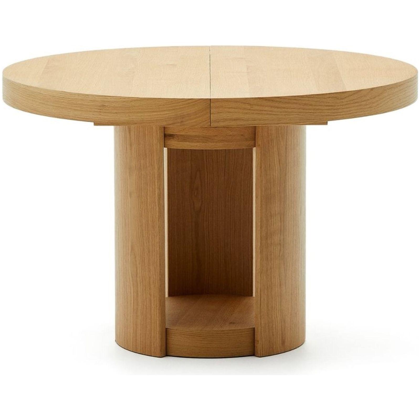 Esstisch Ausziehtisch rund Artis Massivholz und Eichenfurnier 100% FSC - Grösse: 120x120-170x80