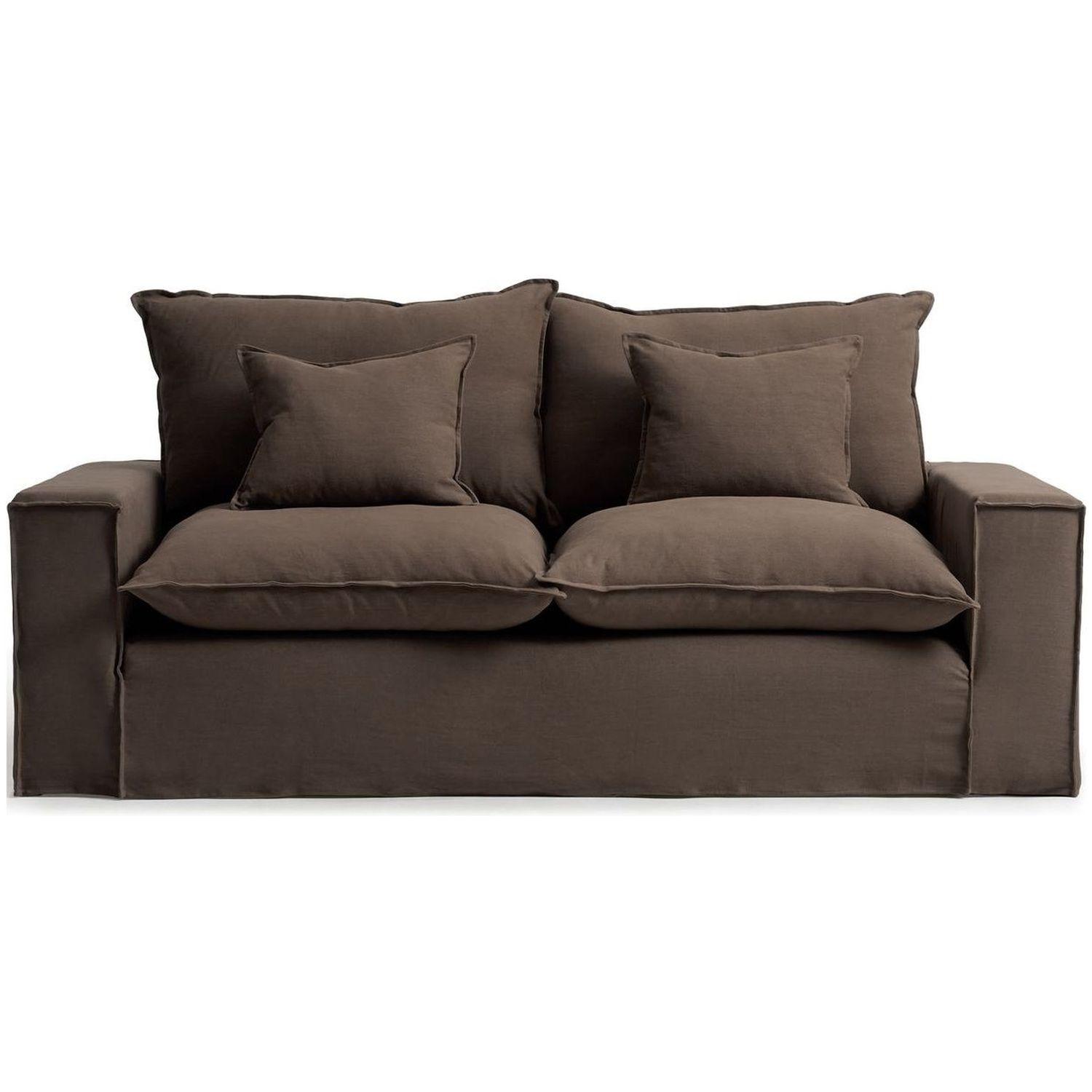 2-Sitzer-Sofa Anarela mit abnehmbarem Bezug aus Leinen in Taupe 220 cm FSC Mix Credit