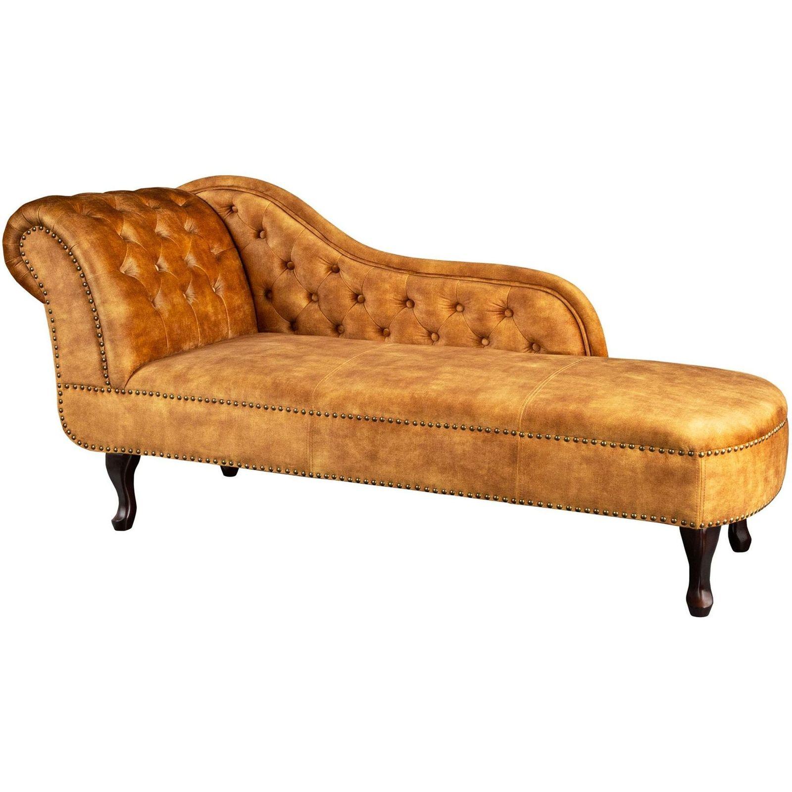 Chesterfield Recamiere Samt senfgelb