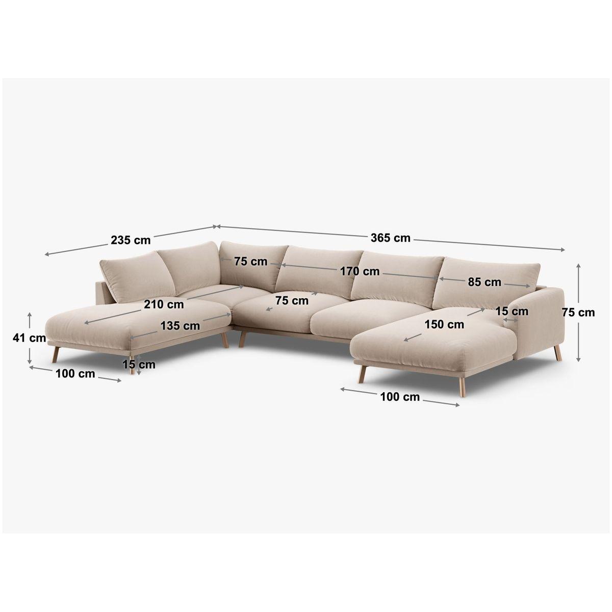 Wohnlandschaft U-Sofa Naomi - Ausrichtung: rechts - Bezug: Structured Fabric (Liberty), Beige