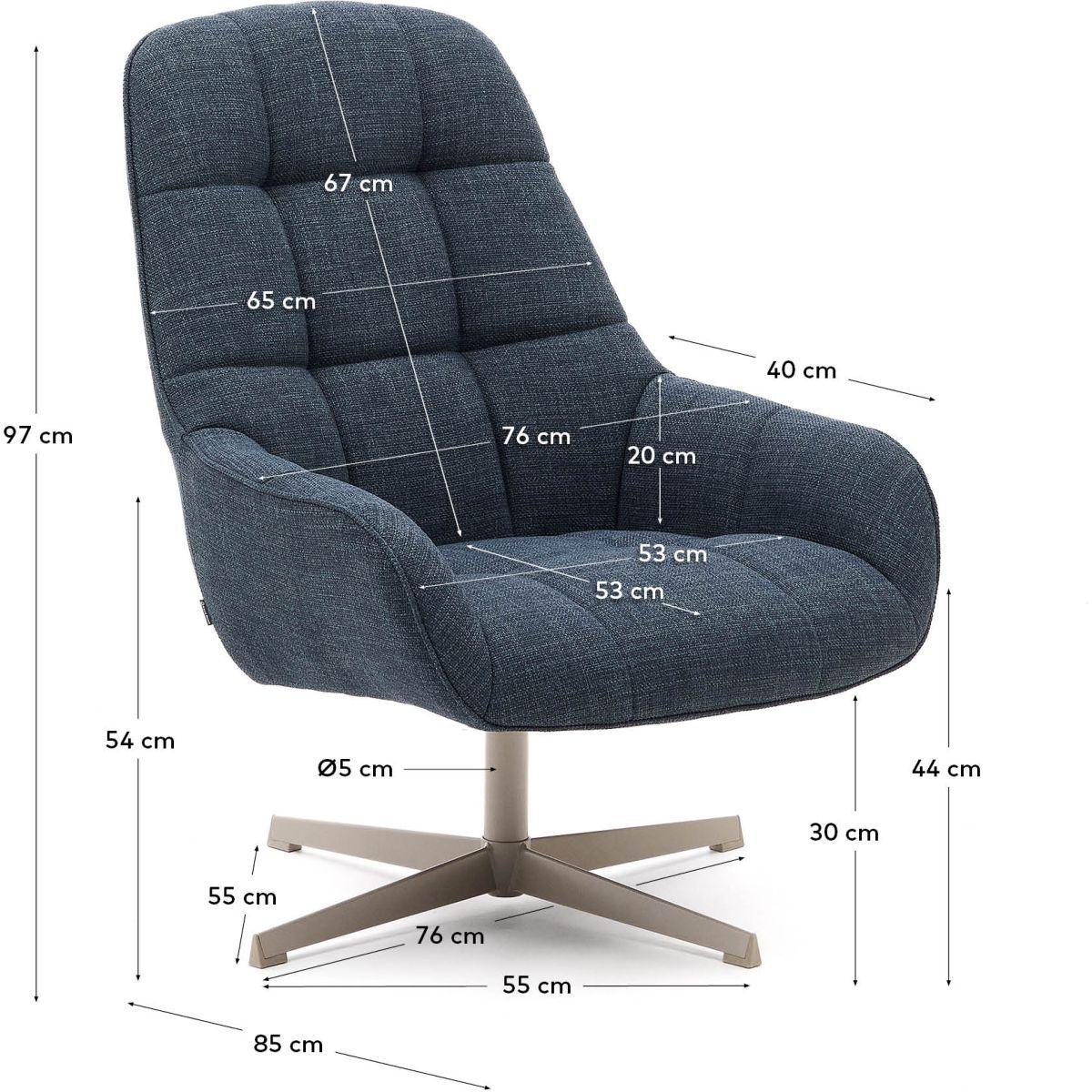 Drehsessel Jaspe blau und Metall mit grauer Oberfläche FSC 100% (drehbar)