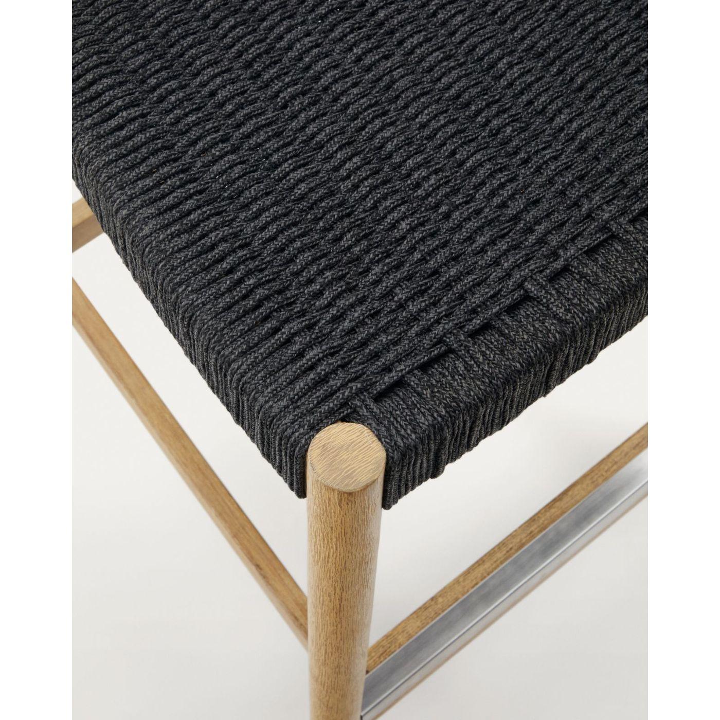 Barhocker aus Holz Nina Akazie Natur Seil schwarz Sitzhöhe 62cm