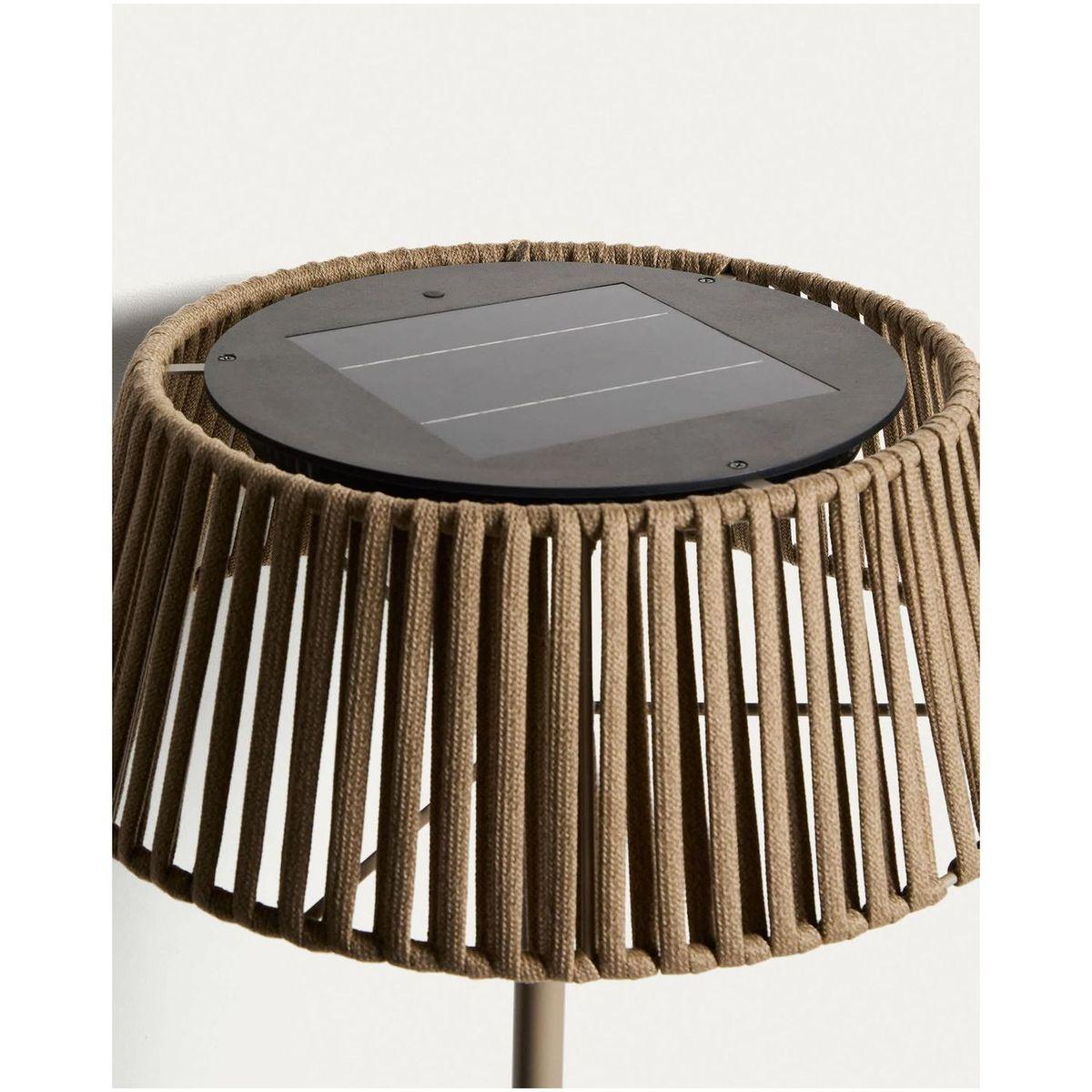 Outdoor-Solar-Stehlampe Aldet aus flachem Seil mit beigem Metallfuss 46x46