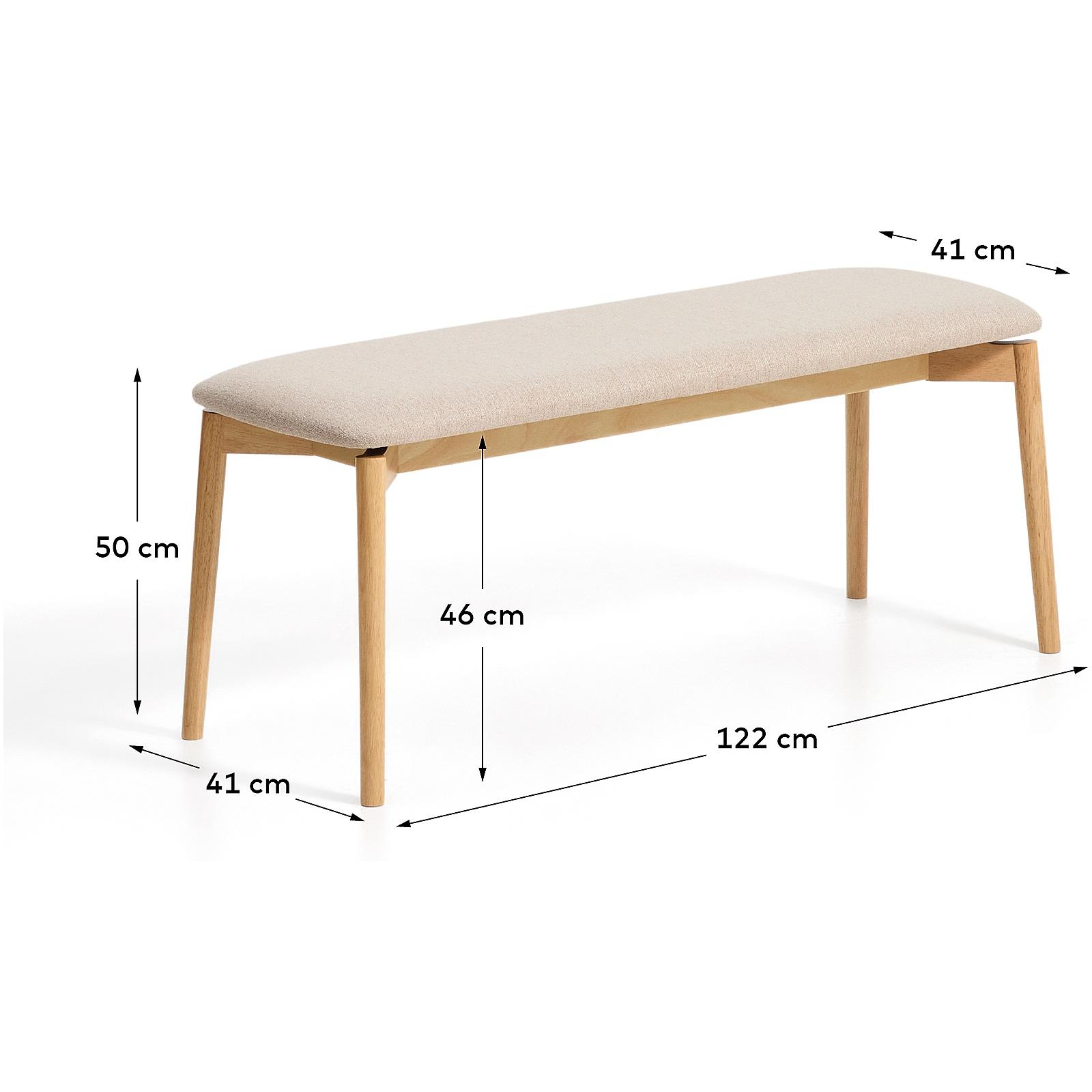 Bank Evera aus Eichenfurnier mit naturfarbenem Finish und beiger Chenille 122 cm