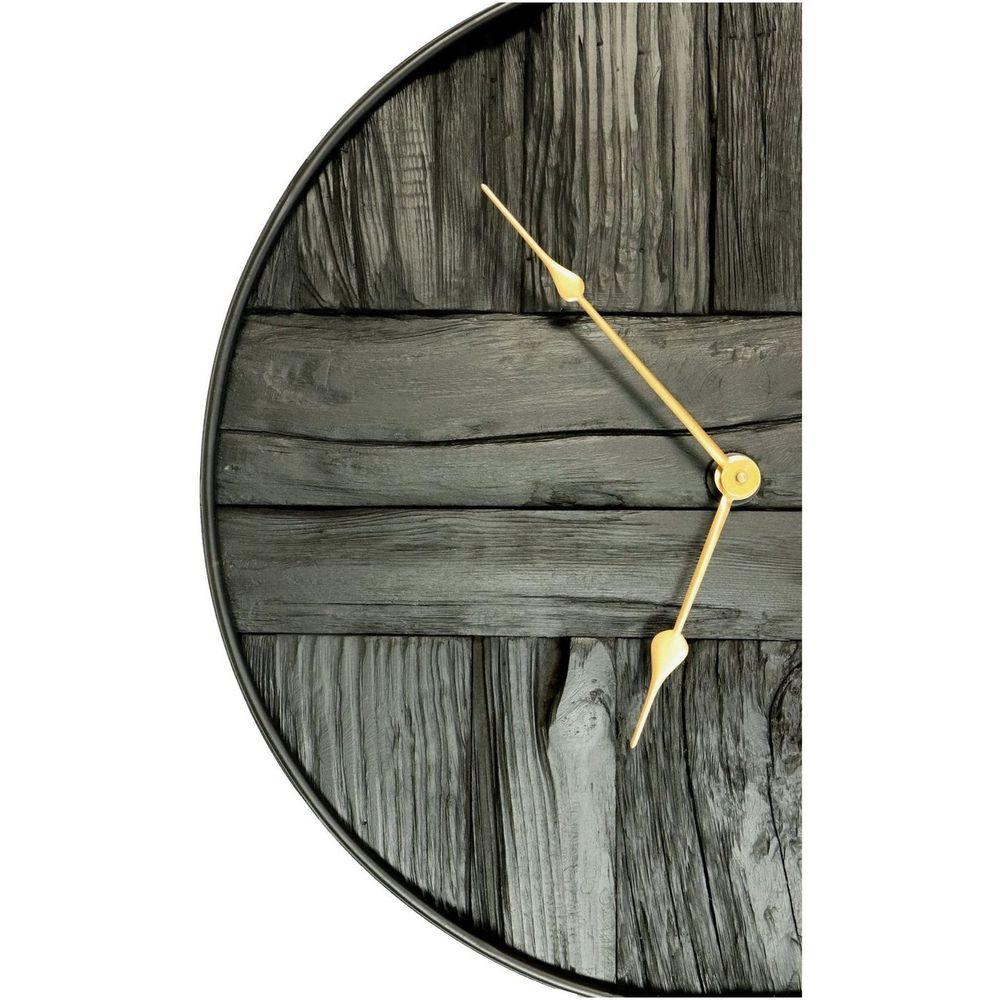 Wanduhr Holz rustikal Metallrahmen schwarzgold 50x50