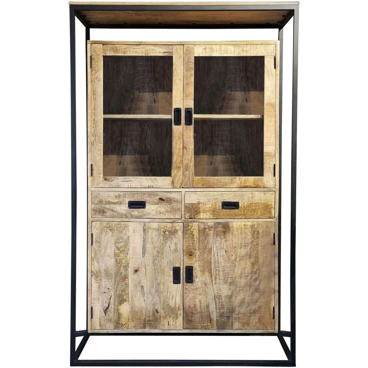 Vitrinenschrank Iron Air Mangoholz 125x200