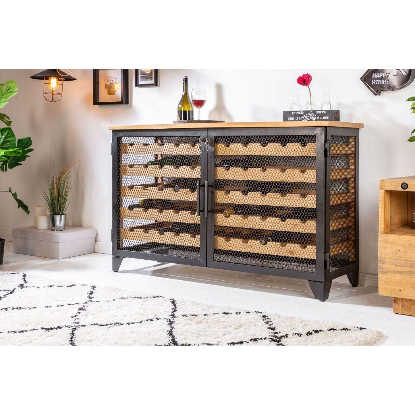 Weinschrank Winery 127cm Pinienholz natur