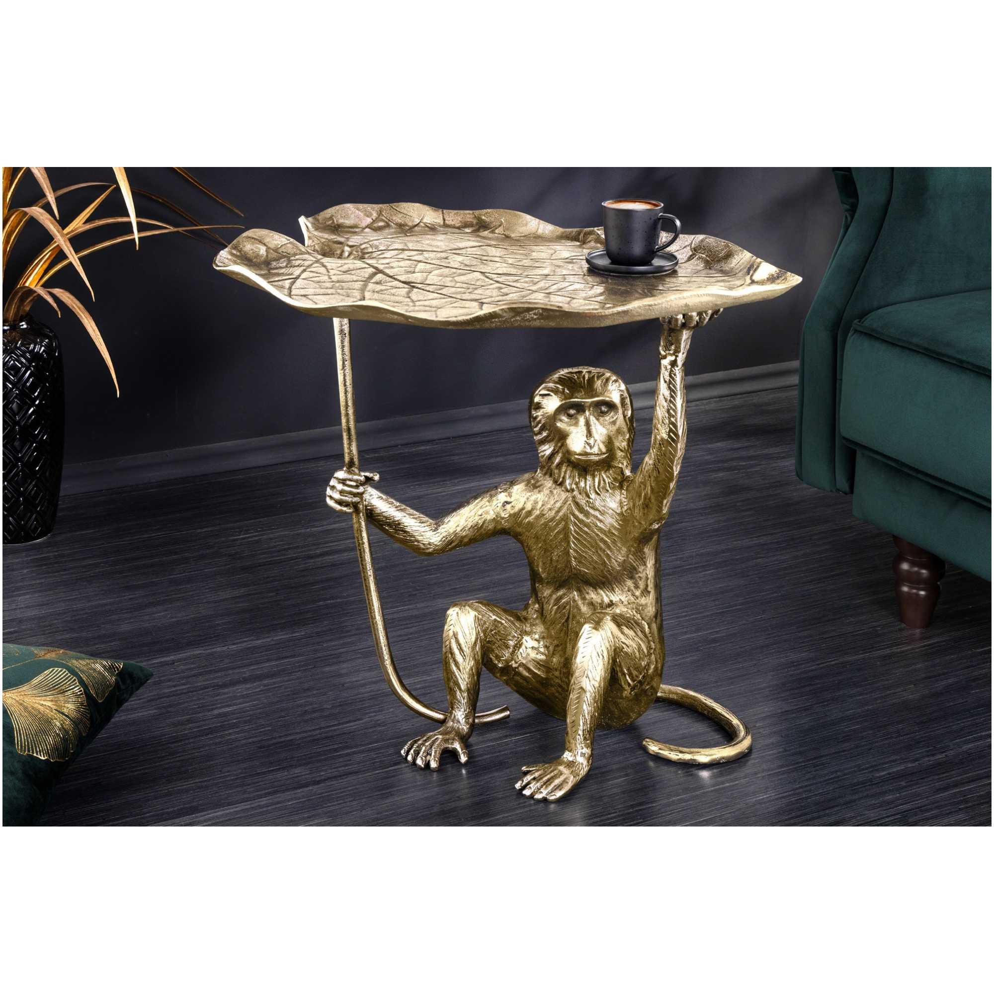Beistelltisch Affe Metall gold