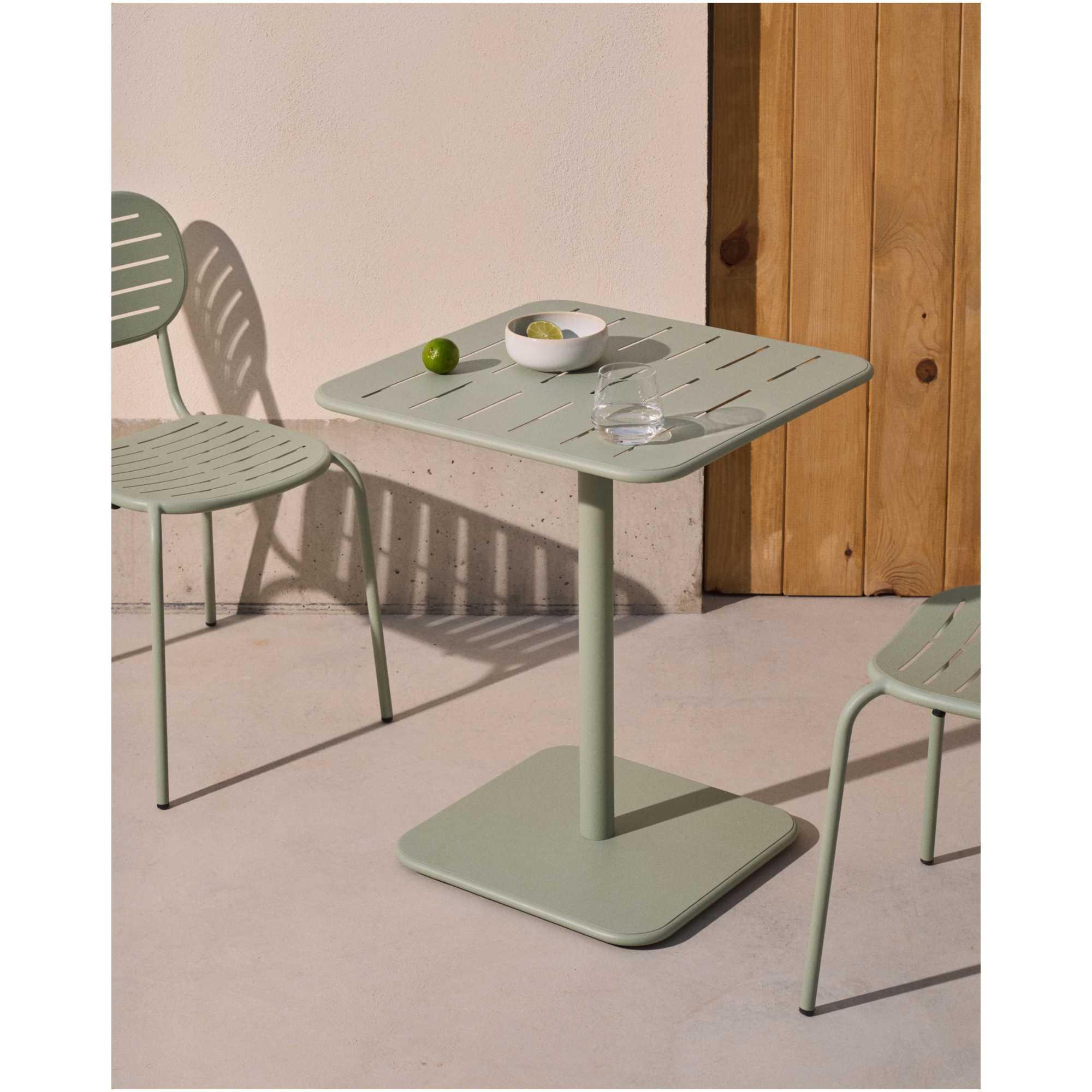 Gartentisch Bistro quadratisch Brai verzinkter Stahl türkis 70x70