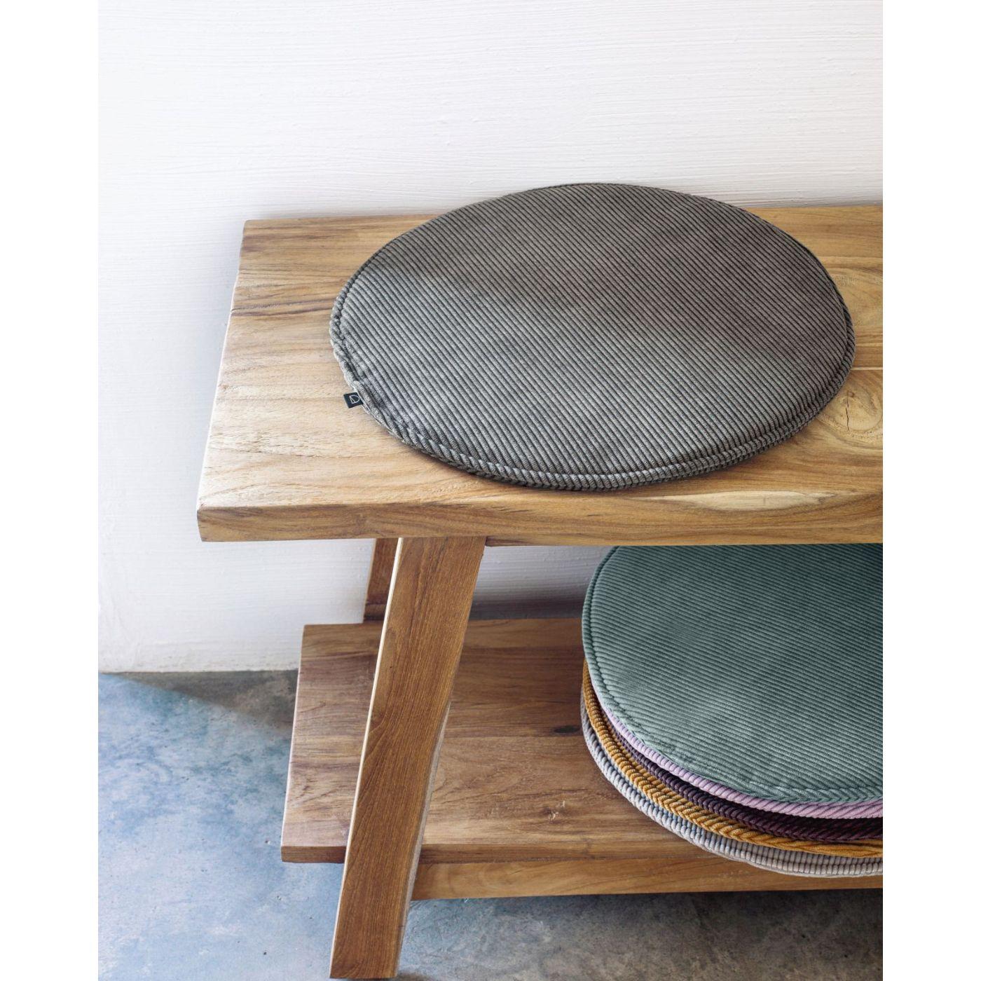Stuhlkissen Sitzkissen rund Sora Cord Stoff grau 35x35
