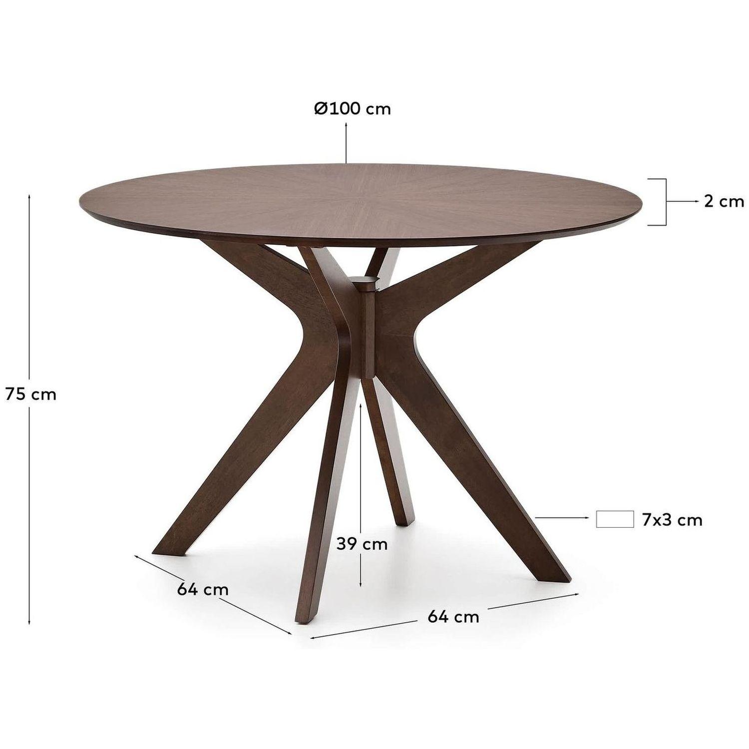 Esstisch Holztisch rund Naanim Nussholzfurnier 100x100