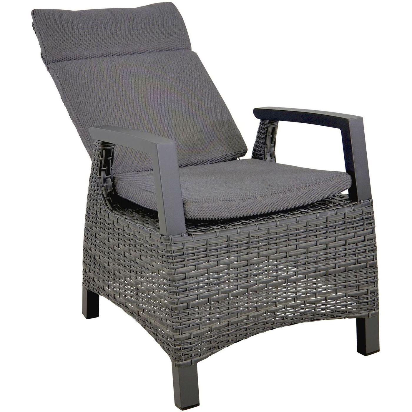 Poly Rattan Gartenstuhl Parma anthrazit (verstellbar)