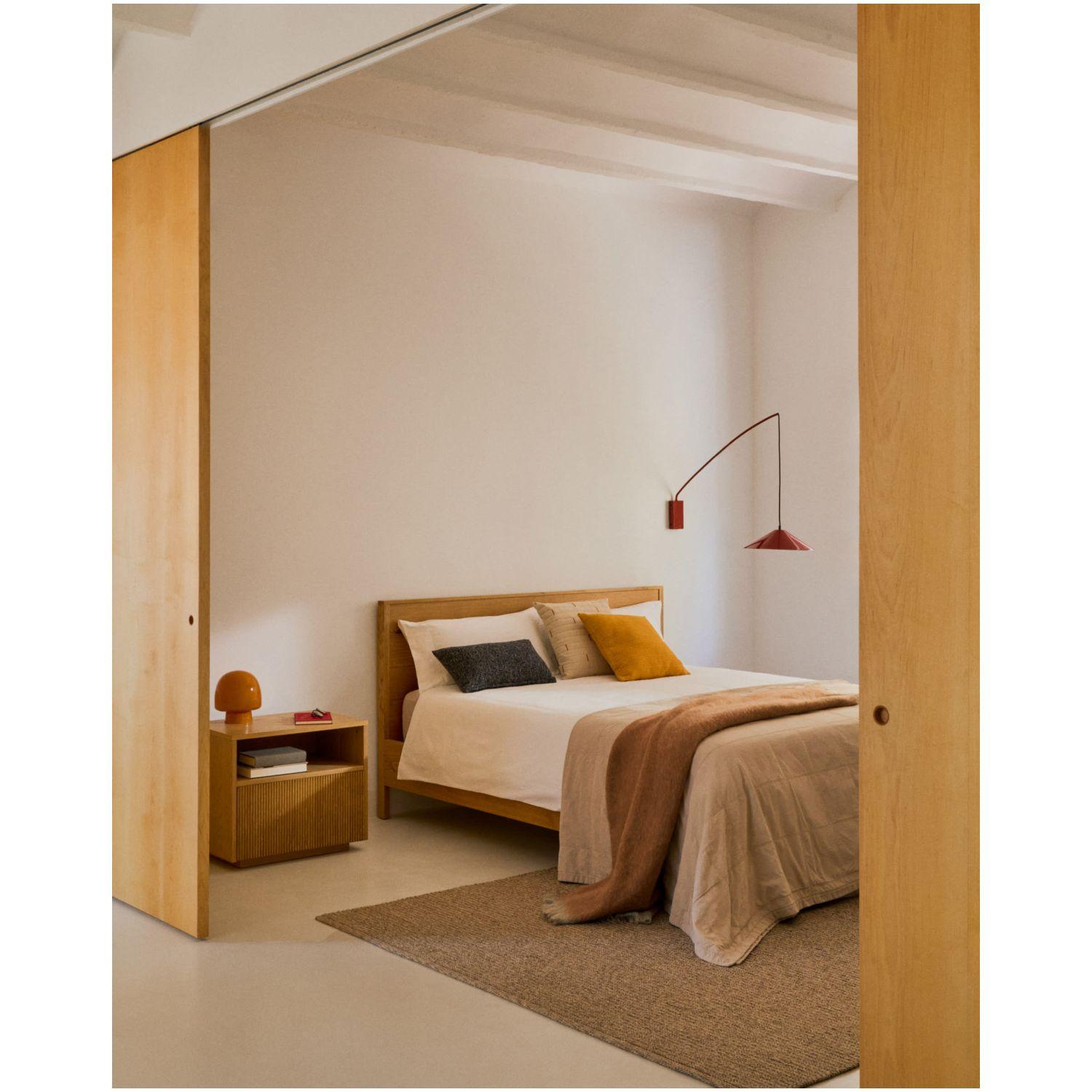 Tagesdecke Isor aus Chenille 100% Baumwolle ecru mit Karomuster für Bett von 150-160 cm