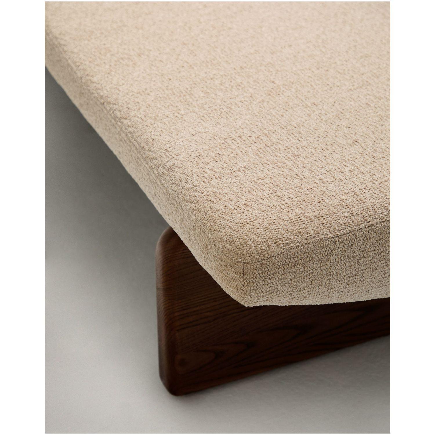 Polsterbank Topaz beiger Chenille und massives Eschenholz mit Walnuss-Finish 150cm FSC 100