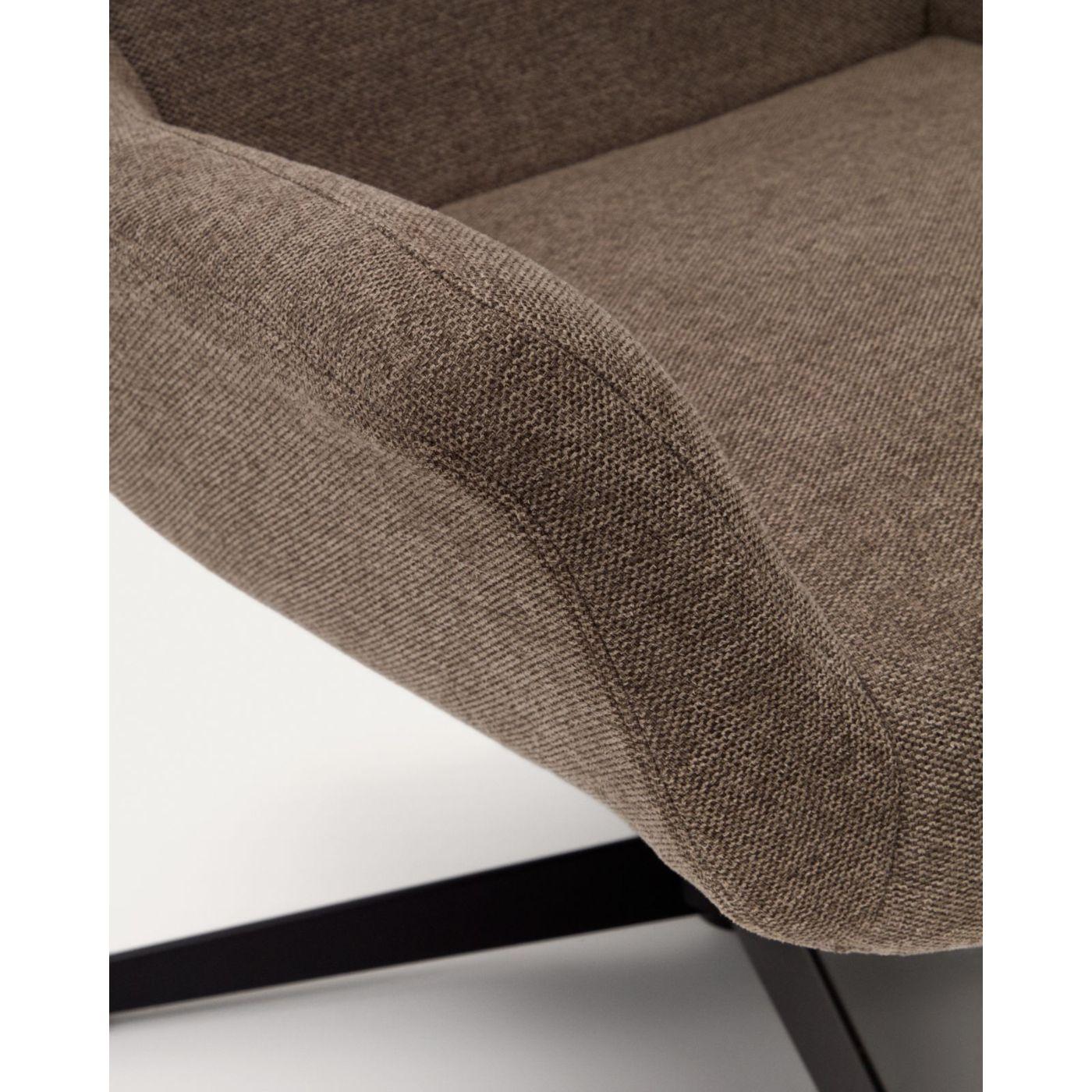 Relaxsessel drehbar Zalina Chenille Stoff hellbraun Stahl schwarz