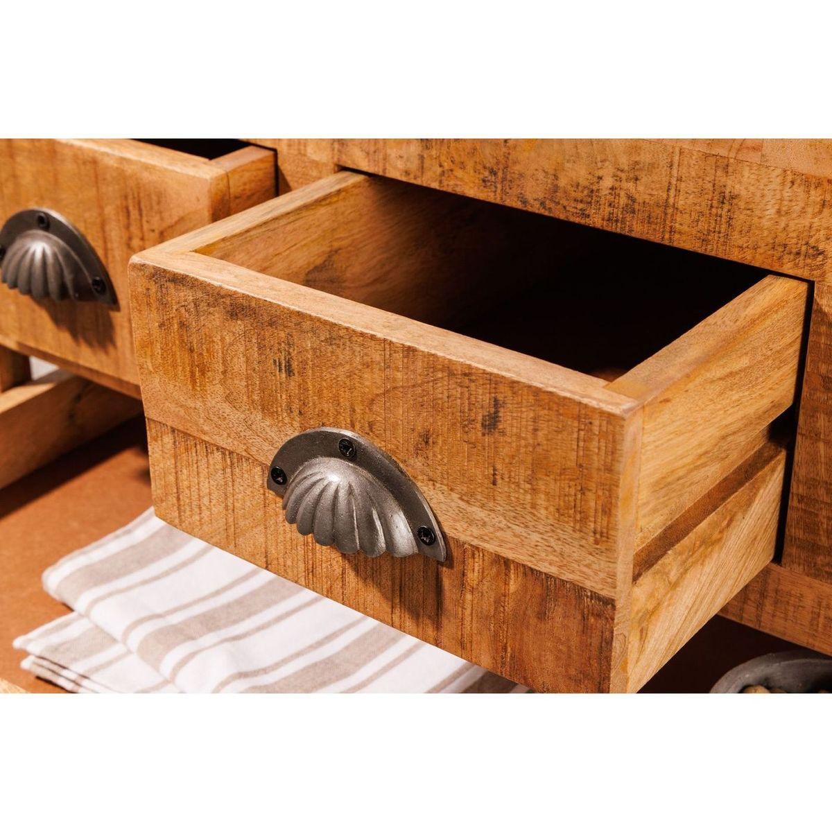 Servierwagen Mangoholz vintage natur mit Räder