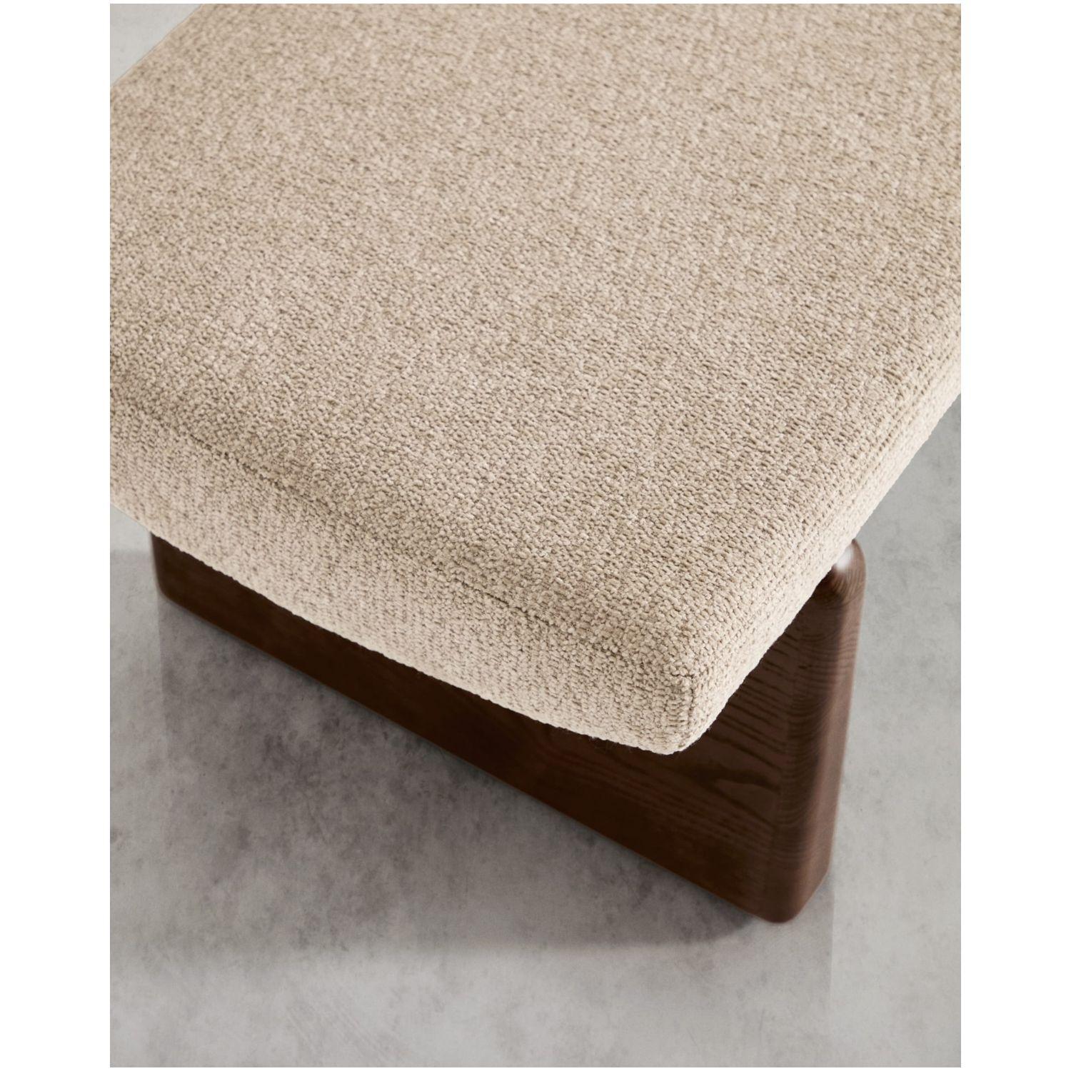 Polsterbank Topaz beiger Chenille und massives Eschenholz mit Walnuss-Finish 150cm FSC 100