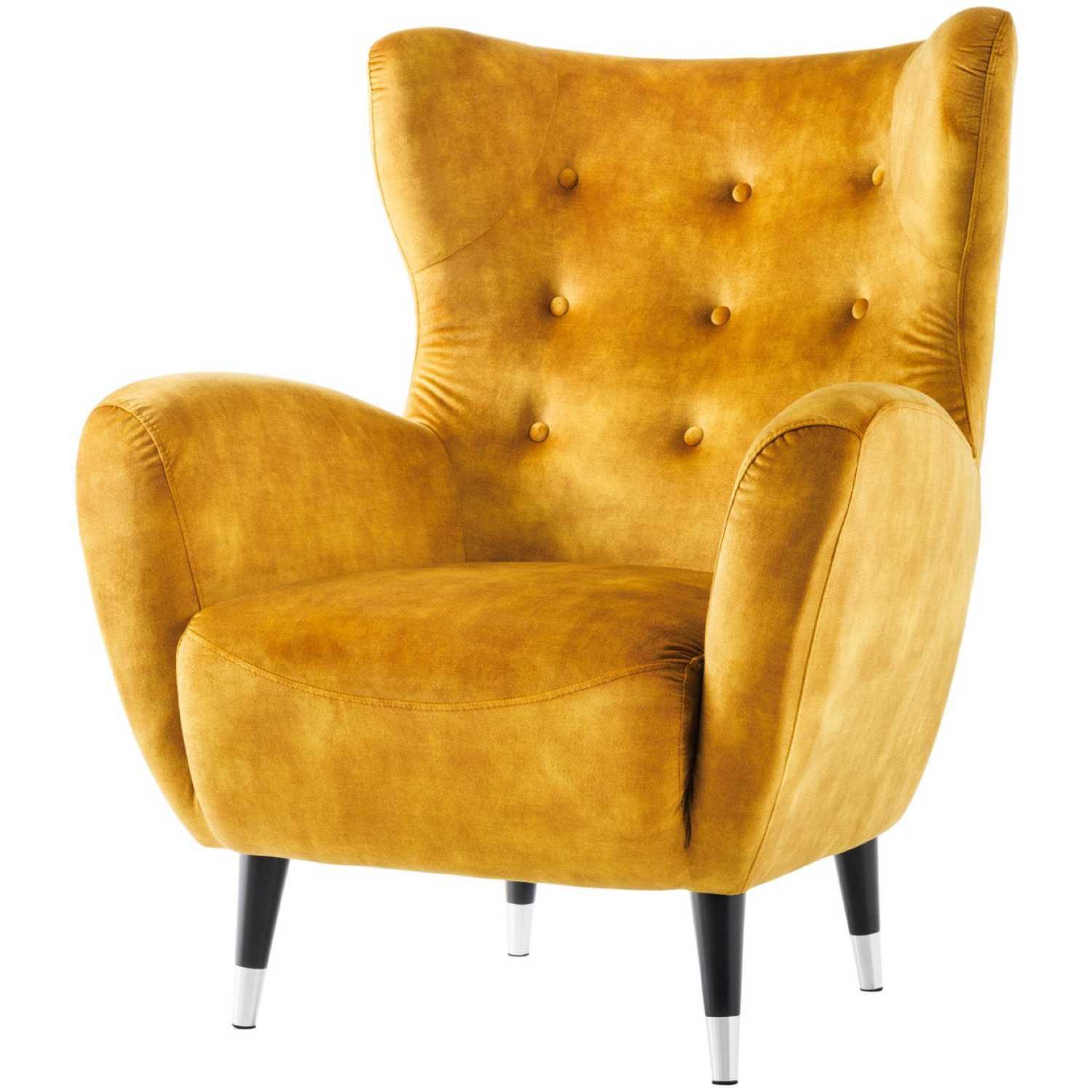 Ohrensessel Bobby Velvet Stoff senfgelb