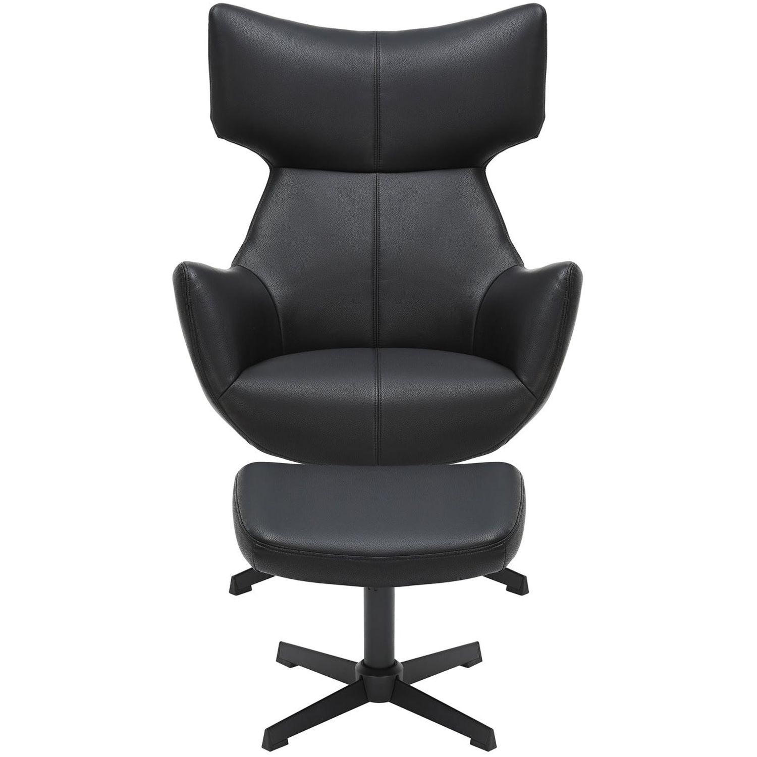 Relaxsessel drehbar Vana Kunstleder Metall schwarz