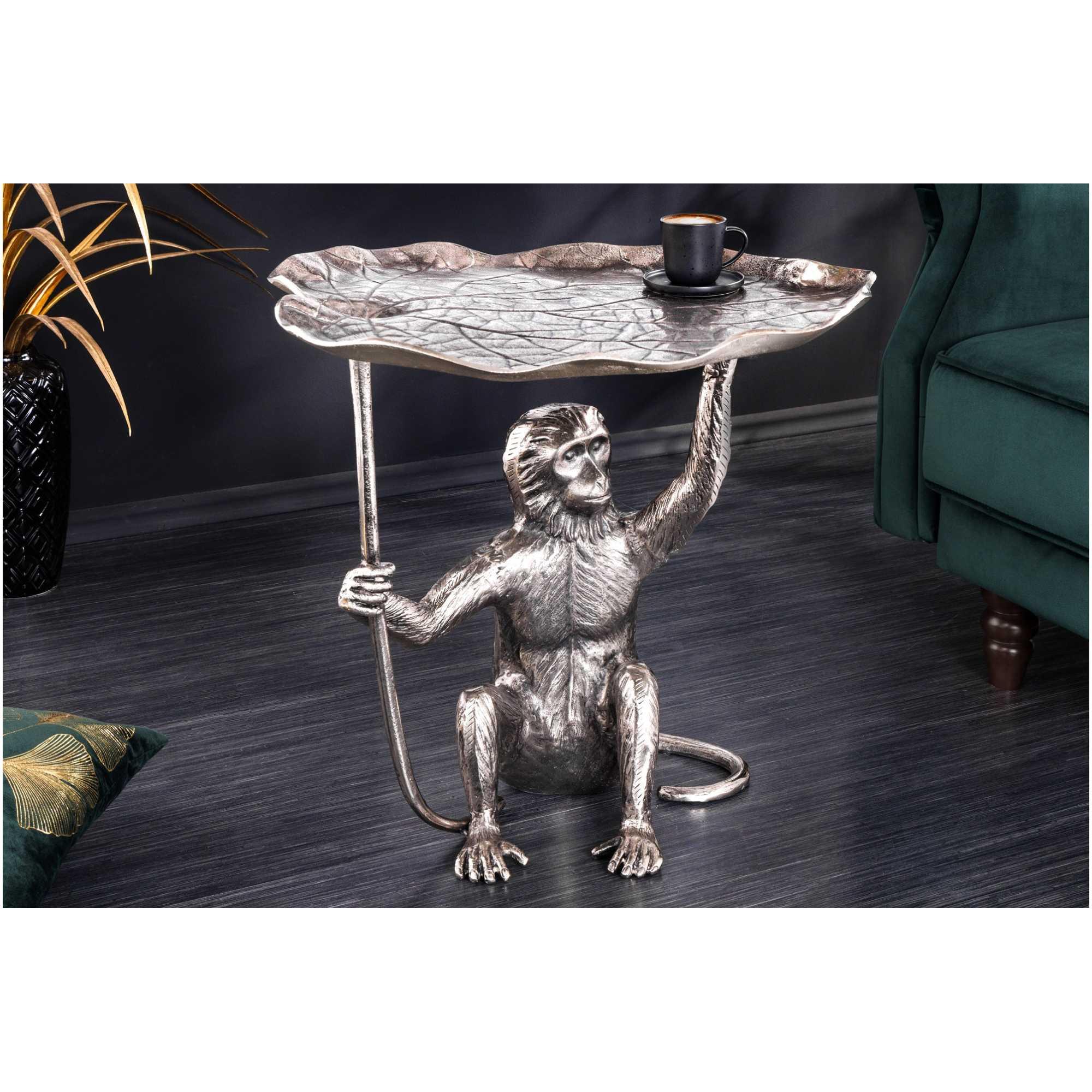 Beistelltisch Affe Metall silber
