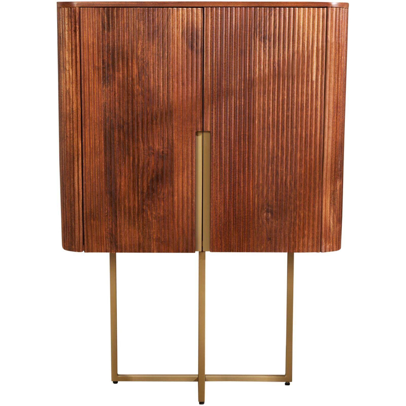 Hochkommode abgerundet Cazeno Gold Mangoholz braun 80x125