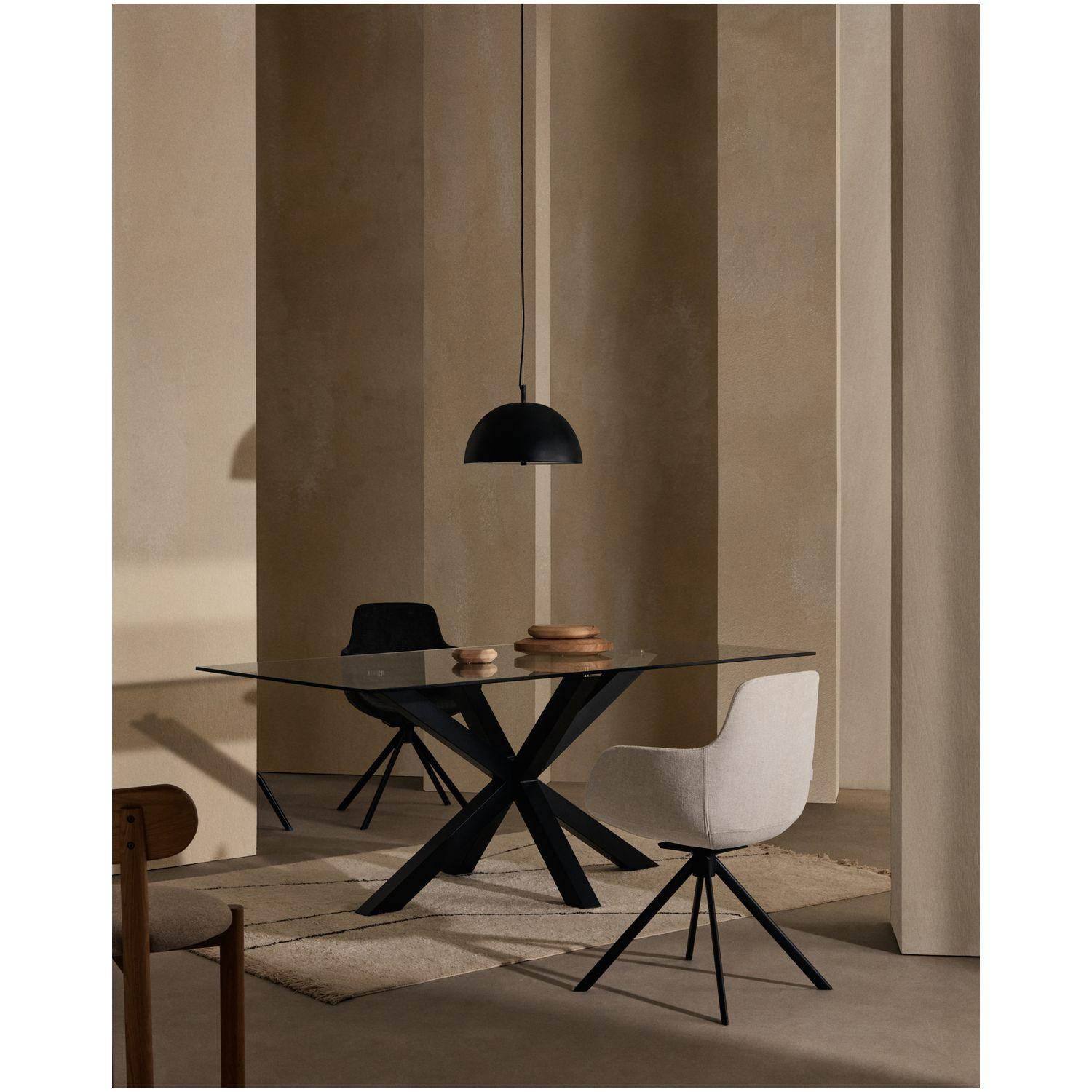 Argo Tisch aus Glas und Stahlbeine mit schwarzem Finish 160 x 90 cm