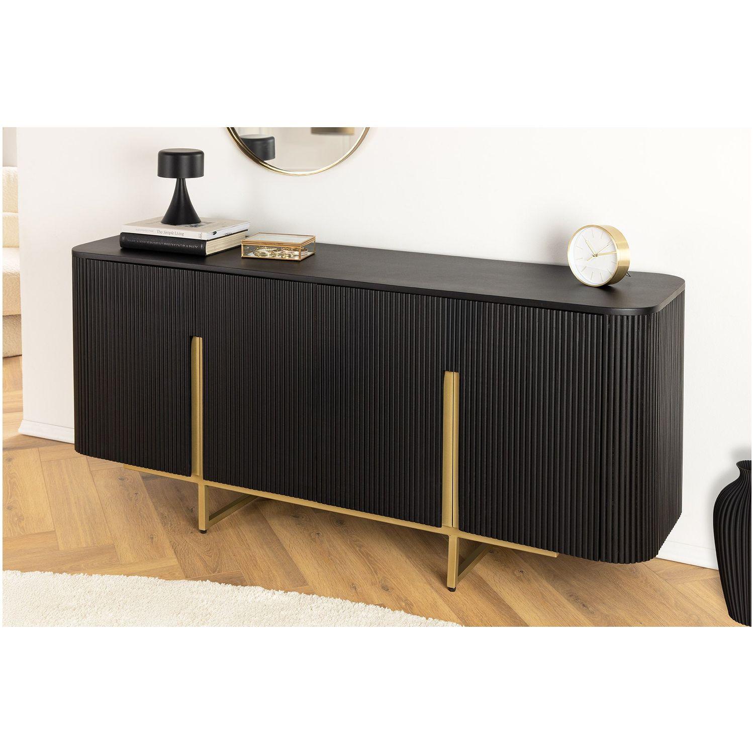 Sideboard abgerundet Cazeno Gold Mangoholz schwarz 160