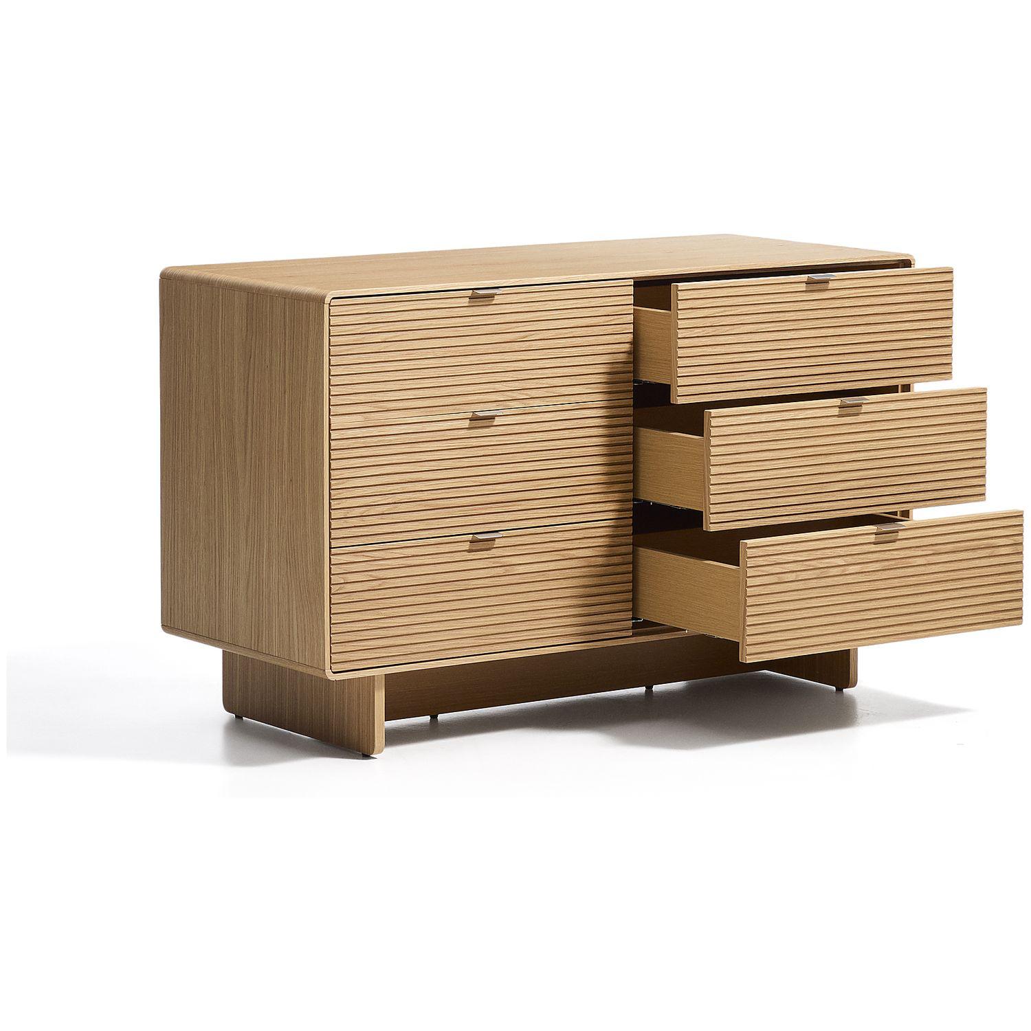 Kommode Norlen mit 6 Schubladen in Eichenfurnier mit naturfarbenem Finish FSC Mix Credit 120x75