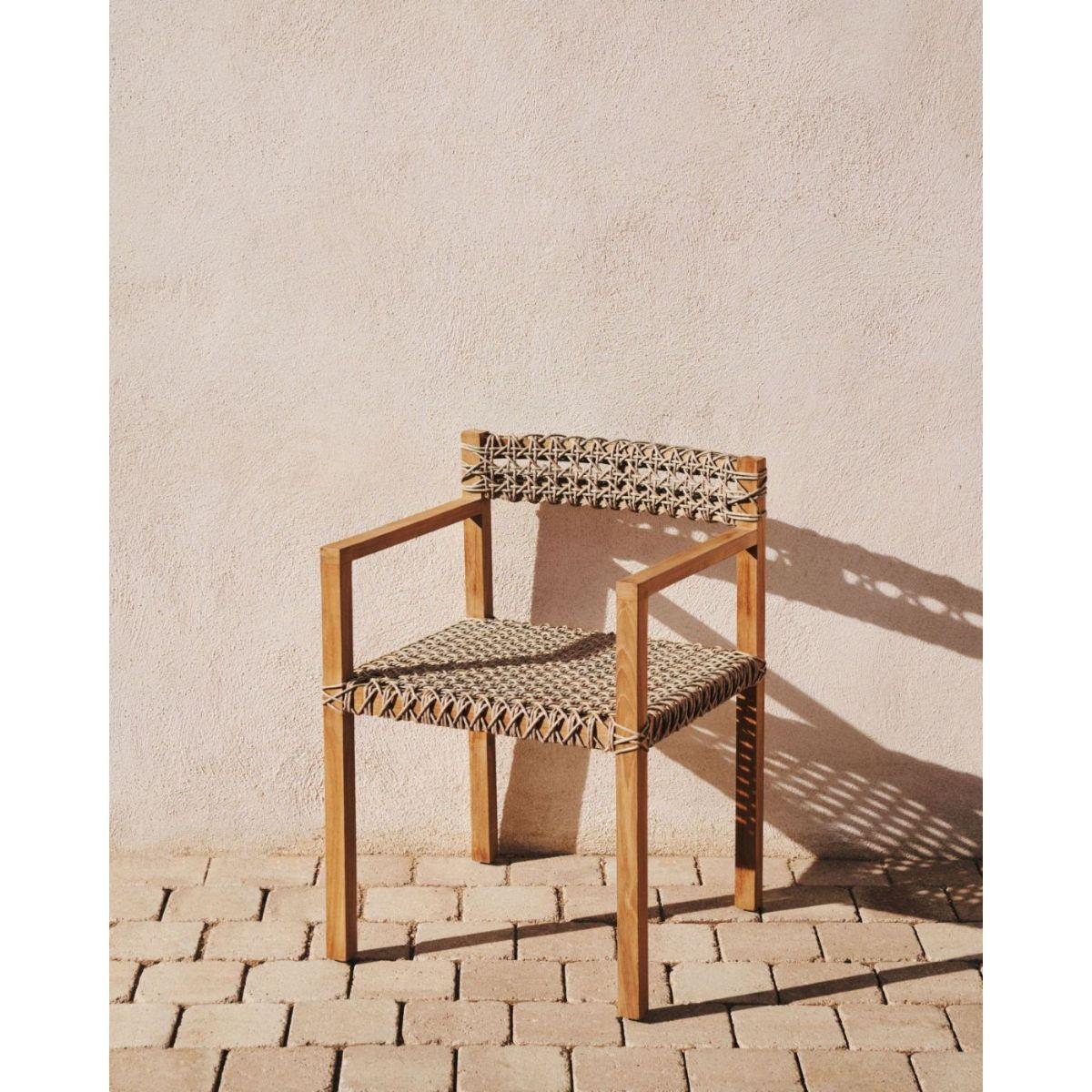 Gartenstuhl mit Armlehne Giverola massives Teakholz Rattan